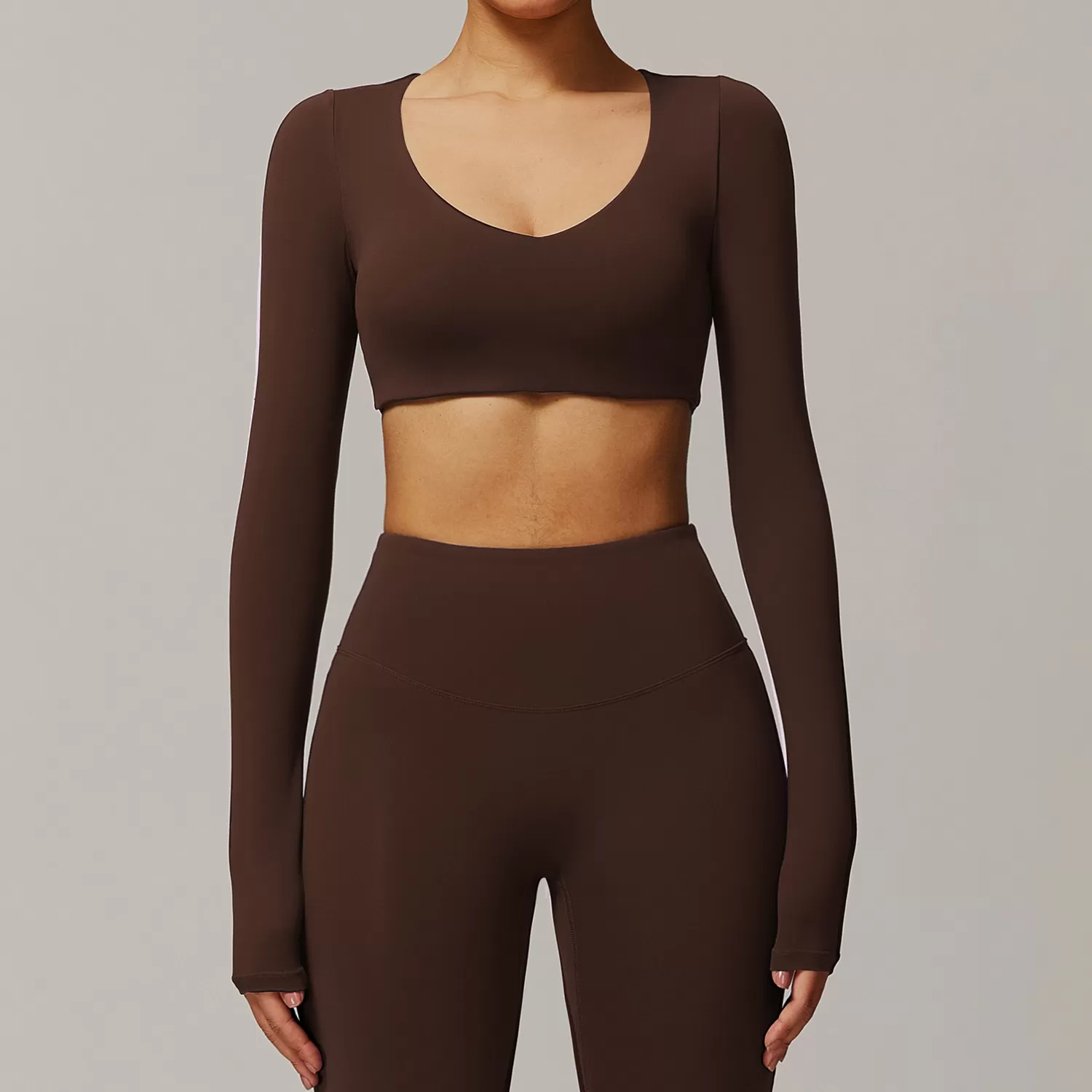 Top de yoga de compresión de manga larga para mujer FGBDCX9172