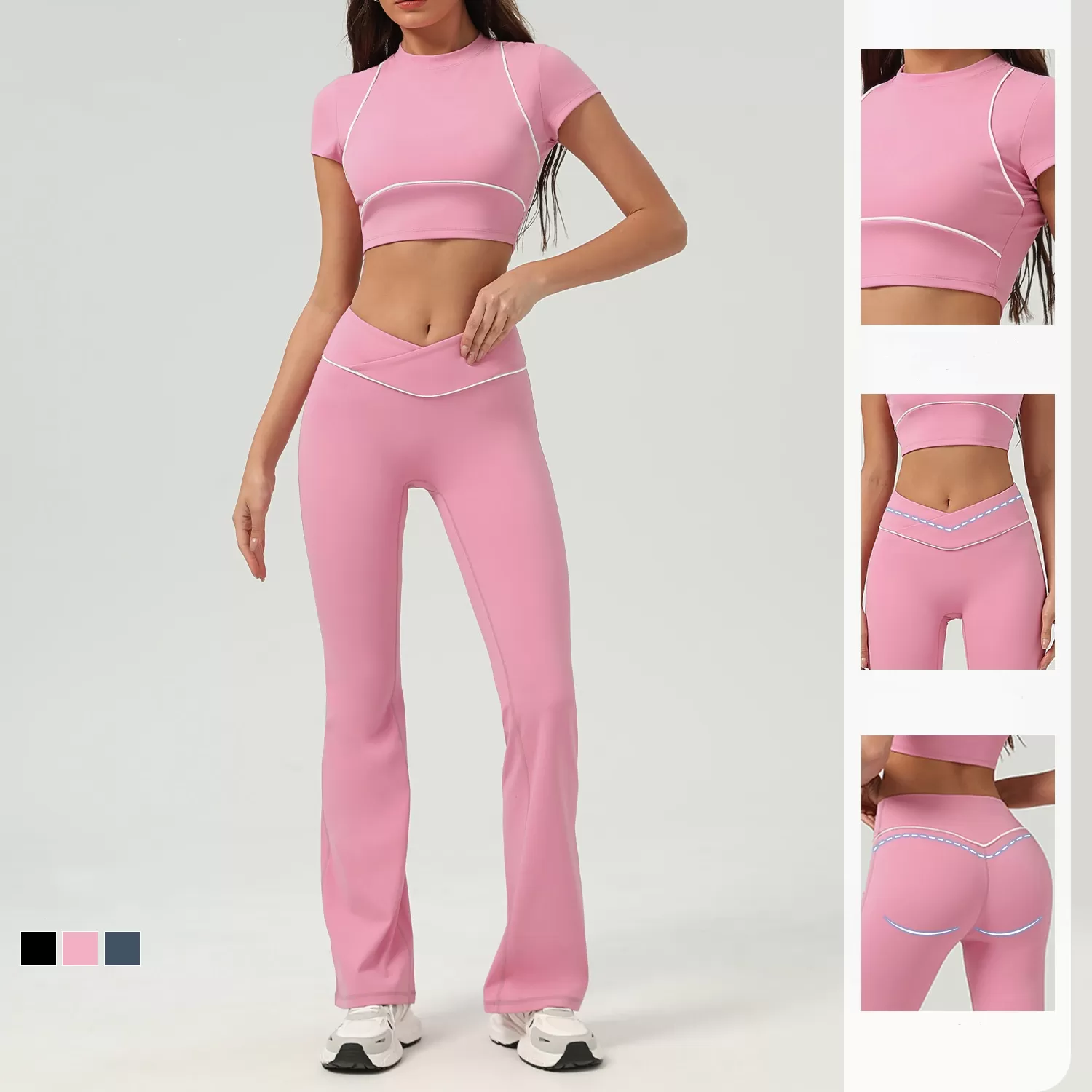 Conjunto de 3 piezas de ropa deportiva de tenis, tops, pantalones y faldas para mujer FGB2513