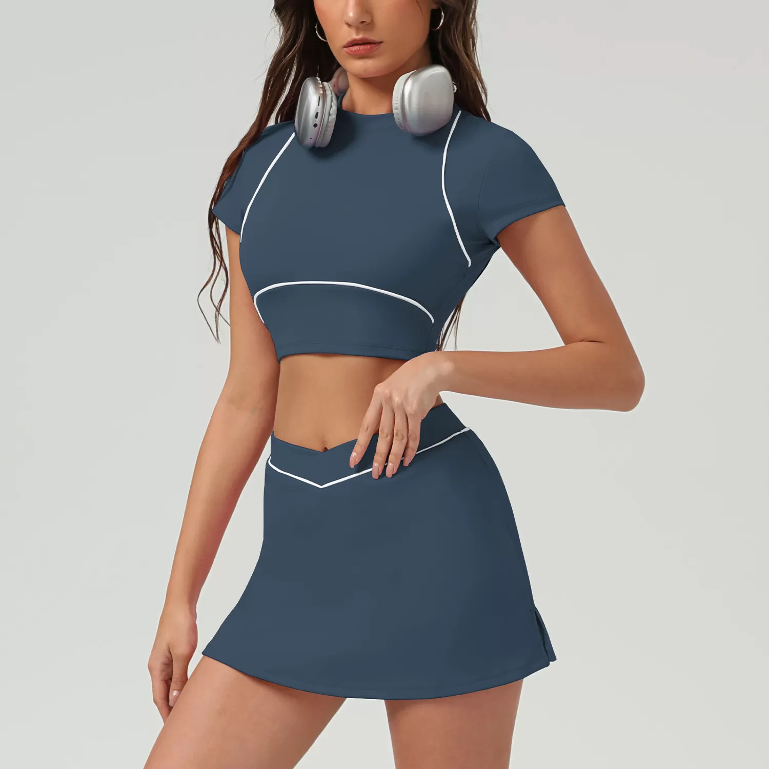 Conjunto de 3 piezas de ropa deportiva de tenis, tops, pantalones y faldas para mujer FGB2513