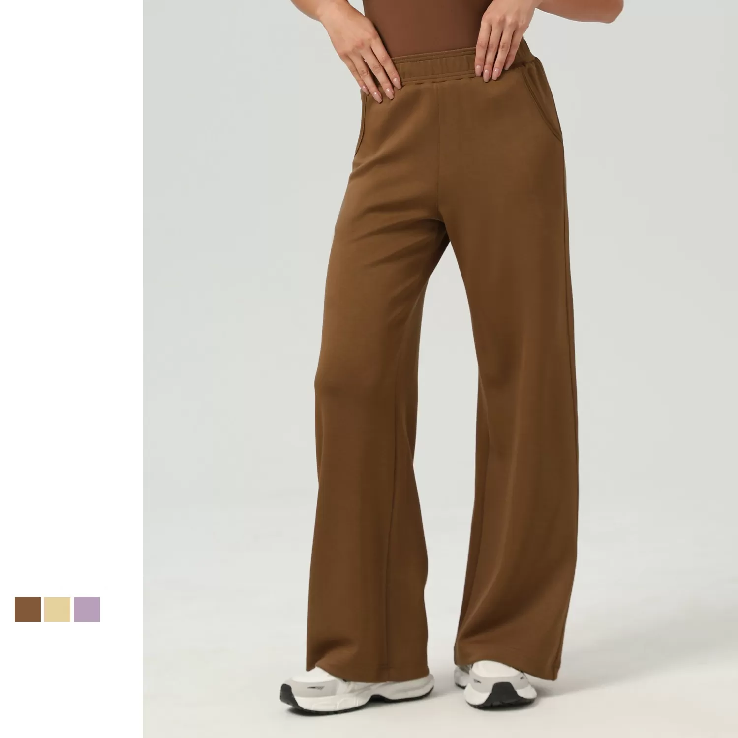Pantalón deportivo de tiro alto y pierna recta para mujer, estilo casual, FGBSM2523