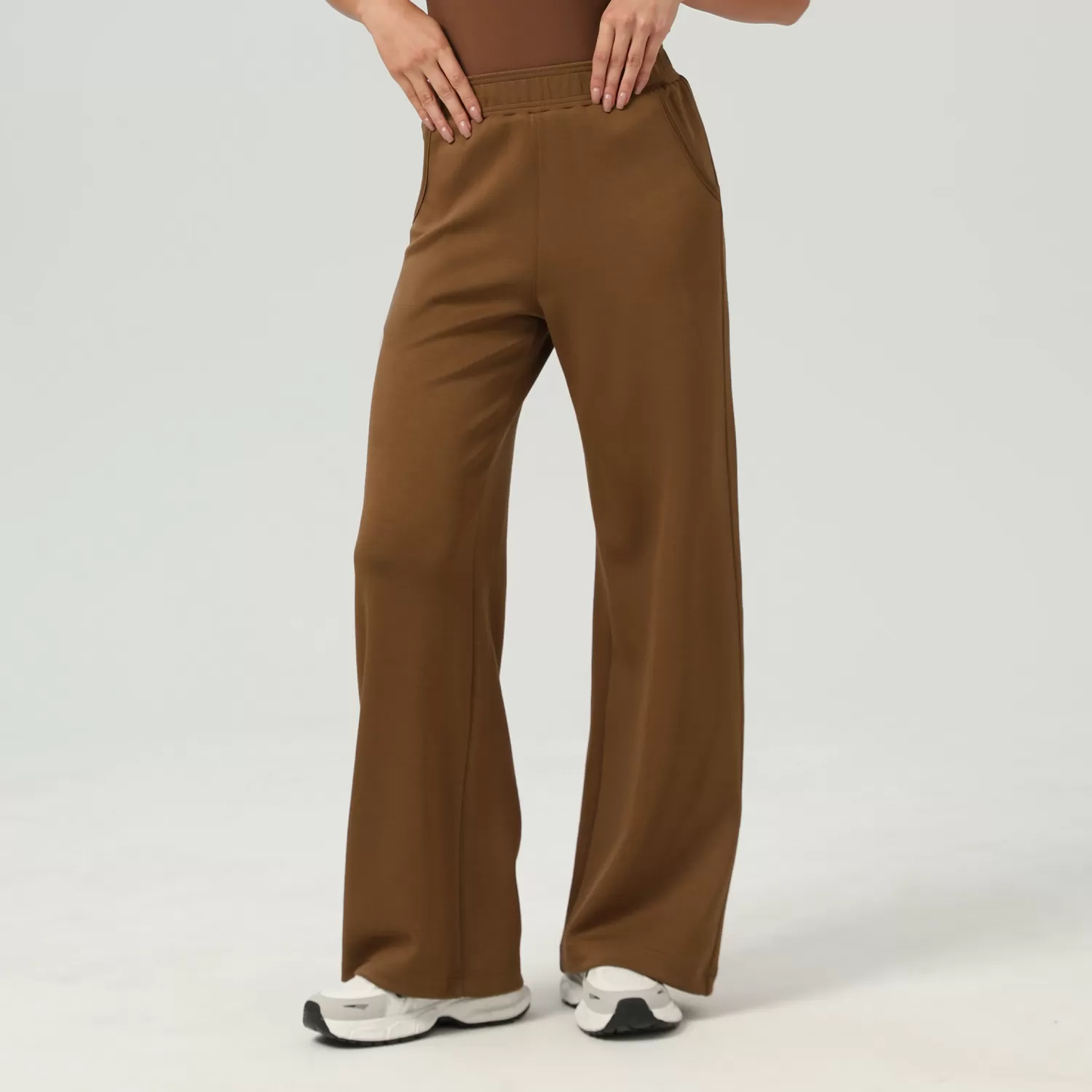 Pantalón deportivo de tiro alto y pierna recta para mujer, estilo casual, FGBSM2523
