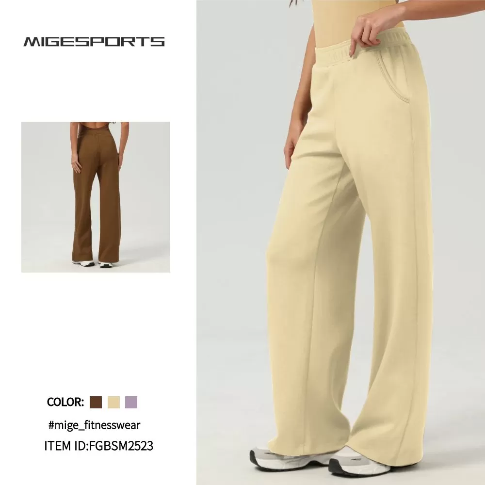 Pantalón deportivo de tiro alto y pierna recta para mujer, estilo casual, FGBSM2523