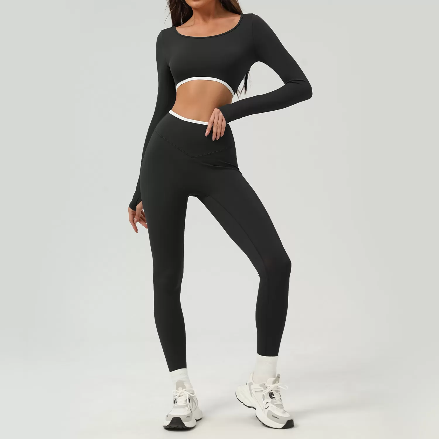 Conjunto de entrenamiento de leggings y top de yoga de dos piezas para mujer FGBSM2511