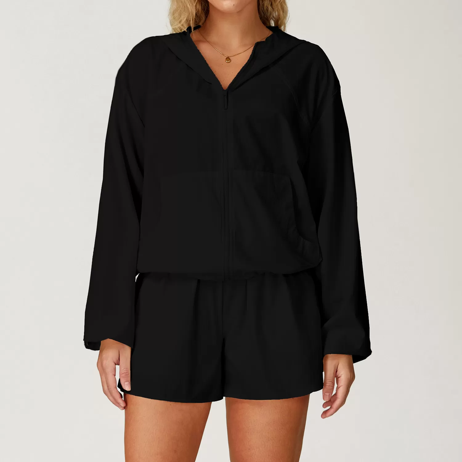 Chaqueta cortavientos transpirable con cremallera completa para mujer FGBEWT3043