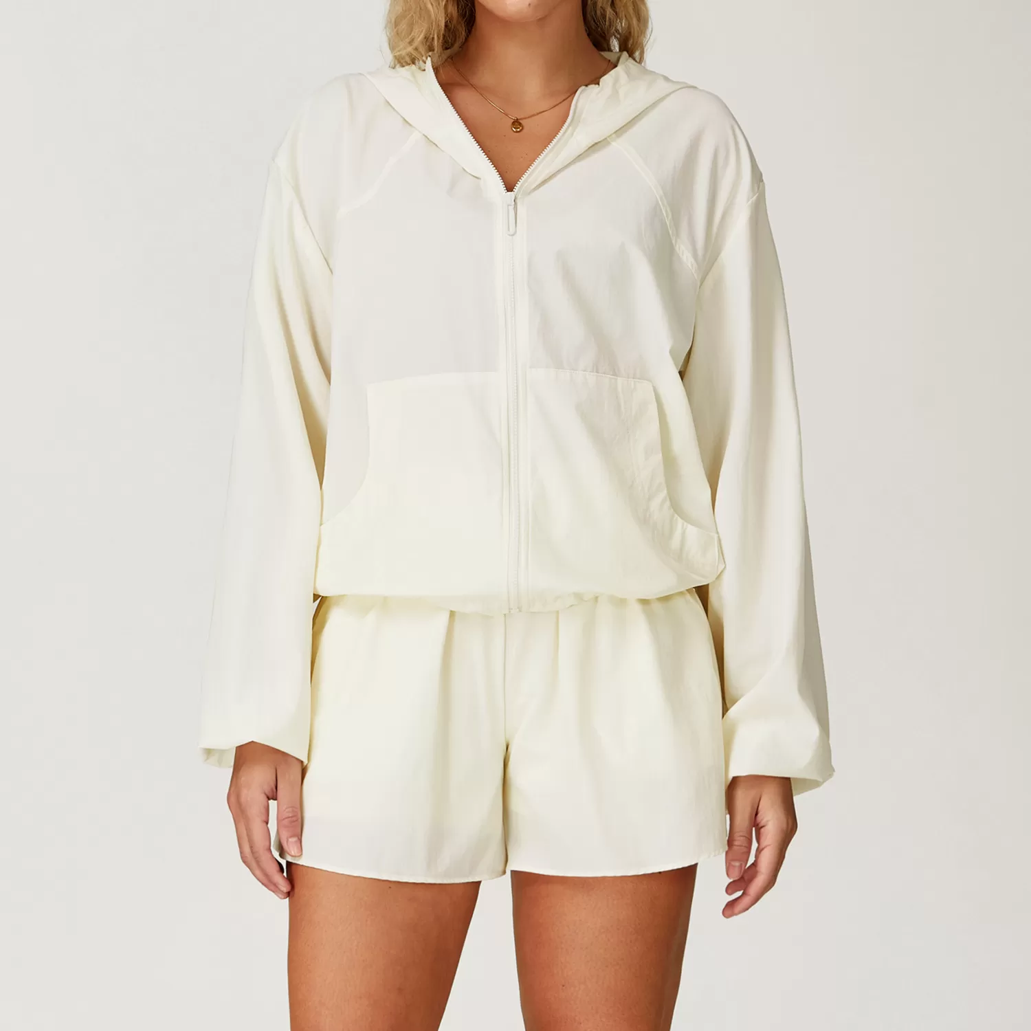 Chaqueta cortavientos transpirable con cremallera completa para mujer FGBEWT3043