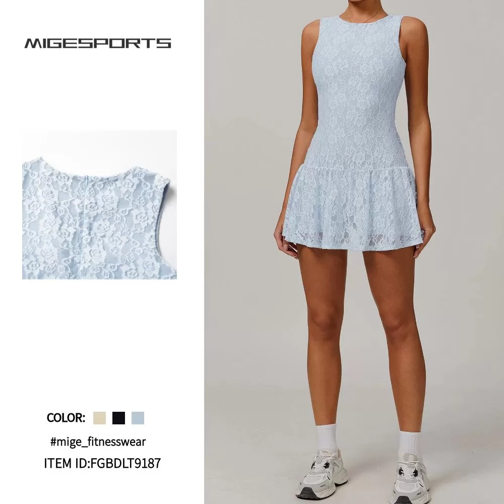 Vestido deportivo elástico sin mangas para yoga y tenis para mujer FGBDLT9187