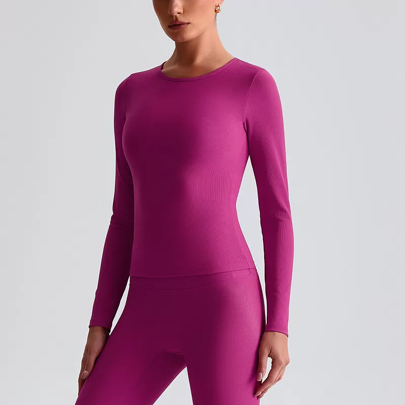 Conjuntos de entrenamiento de gimnasio de alta calidad para mujer, camiseta de manga larga FGB6008