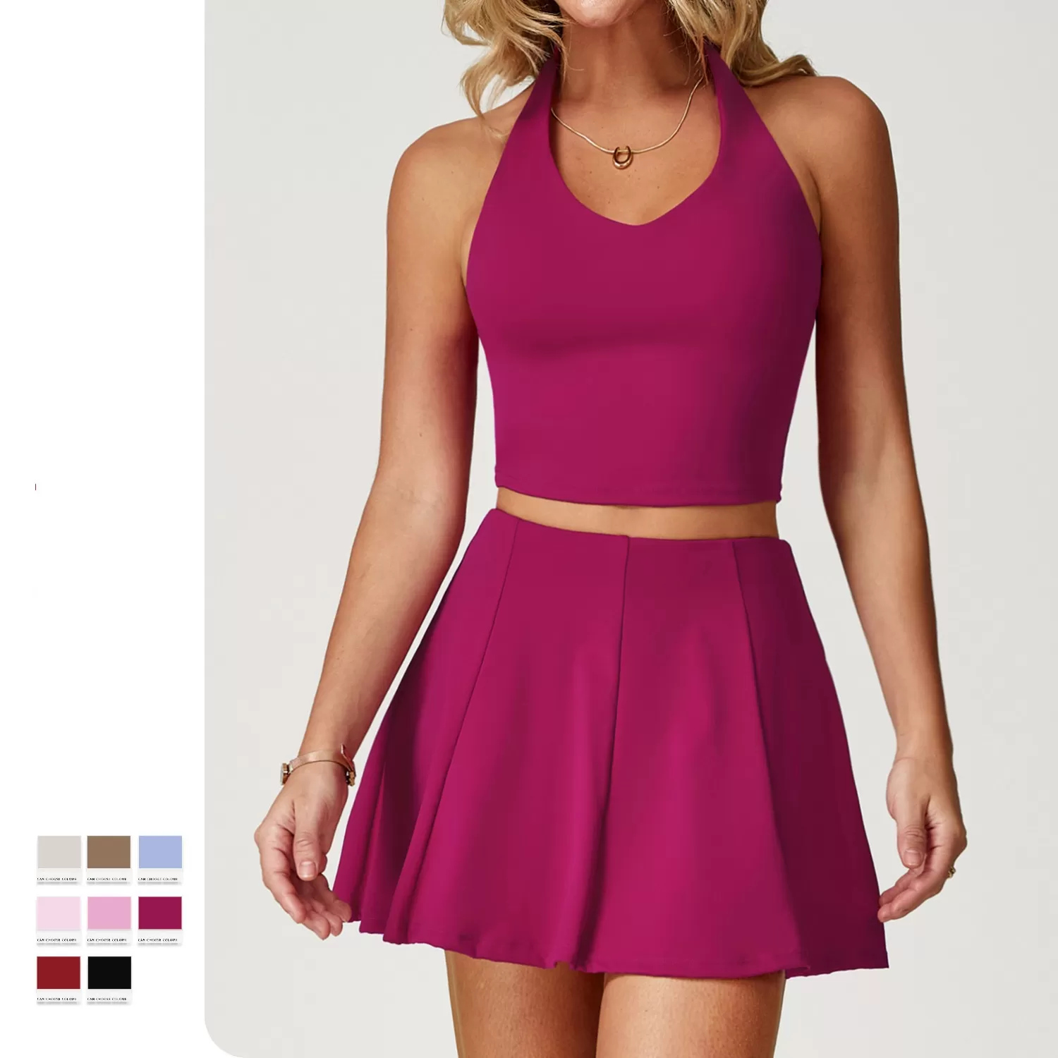 Conjunto de dos piezas de falda de tenis y yoga para mujer FGBTZ3030