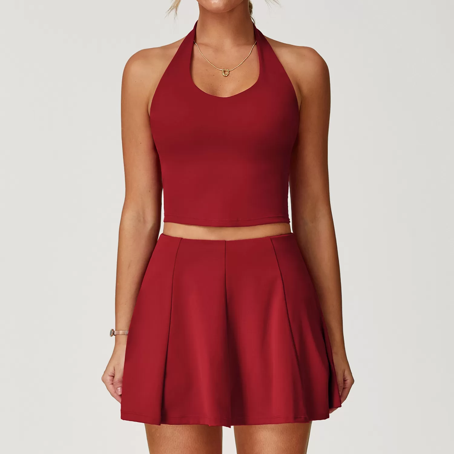 Conjunto de dos piezas de falda de tenis y yoga para mujer FGBTZ3030