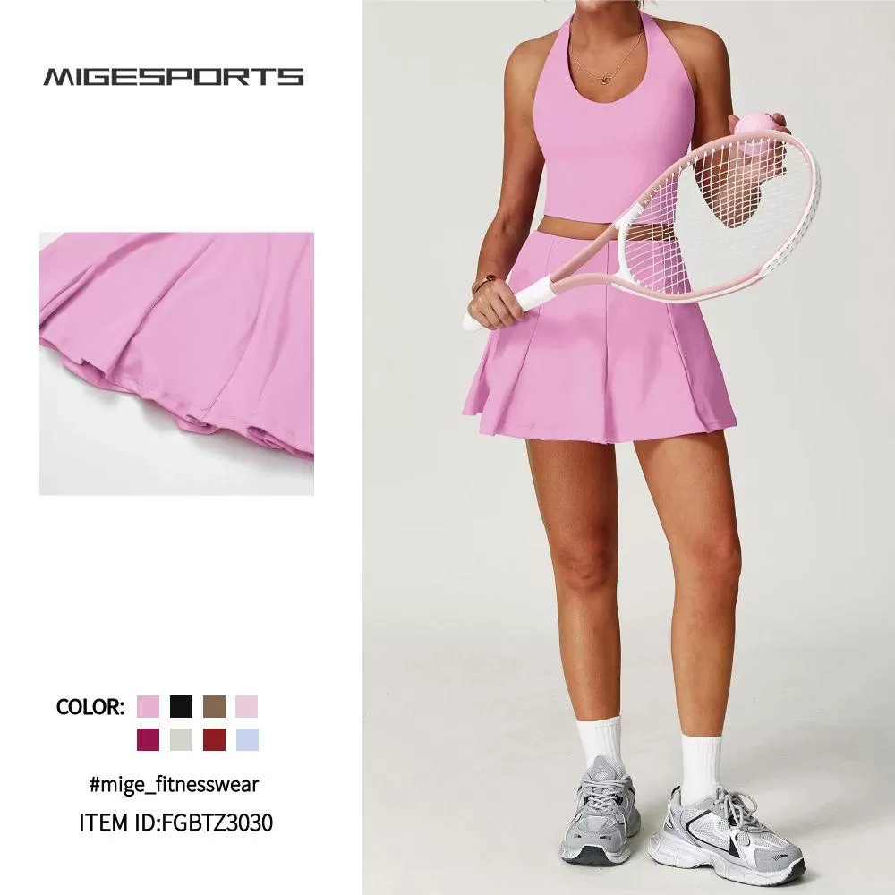 Conjunto de dos piezas de falda de tenis y yoga para mujer FGBTZ3030