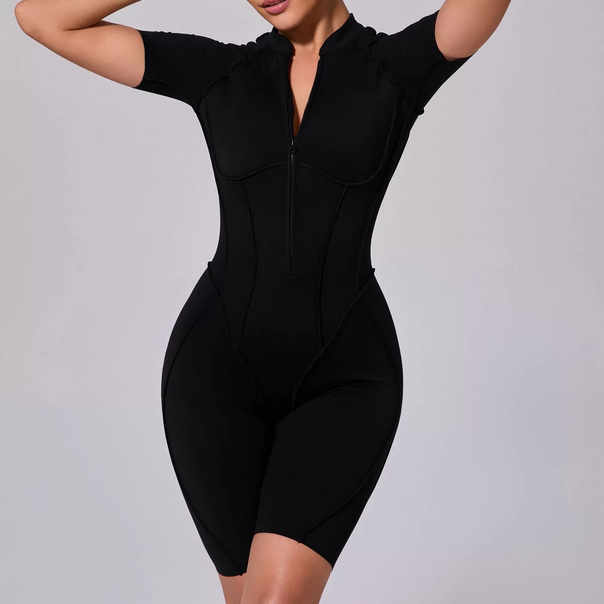 Mono de yoga sexy con escote en V y espalda descubierta para mujer FGBK0113