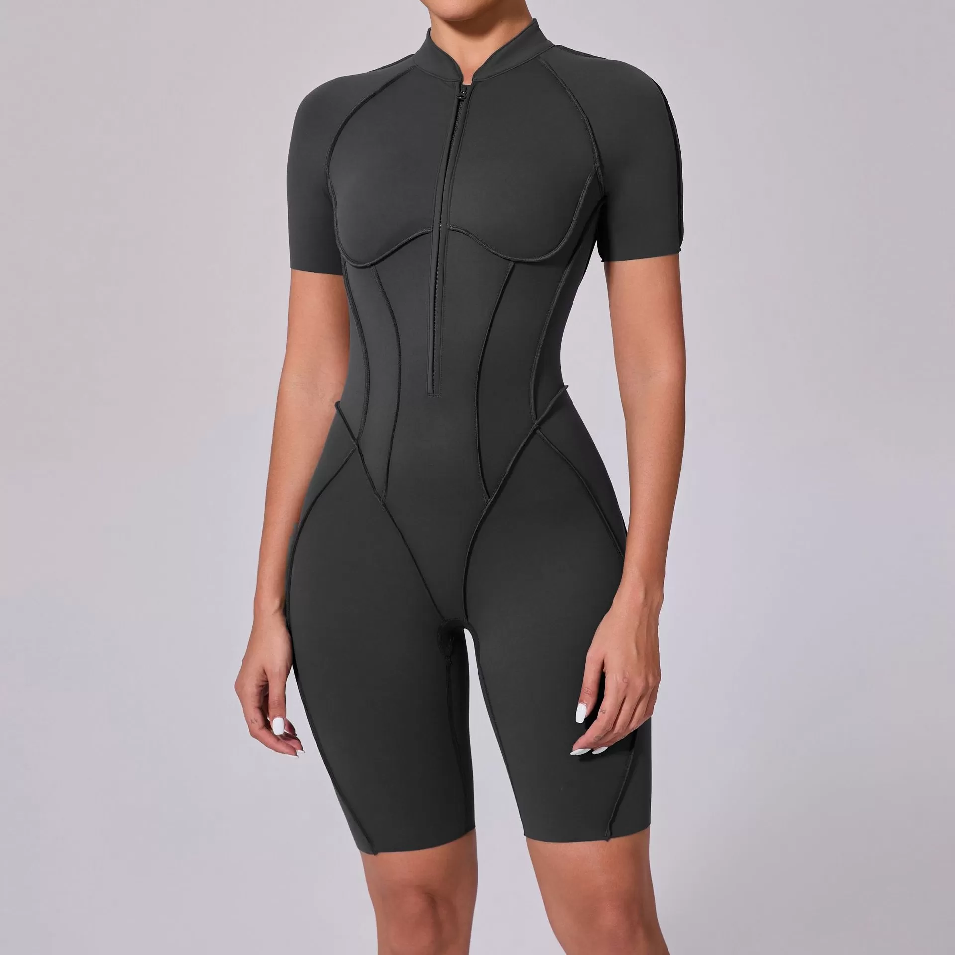 Mono de yoga sexy con escote en V y espalda descubierta para mujer FGBK0113