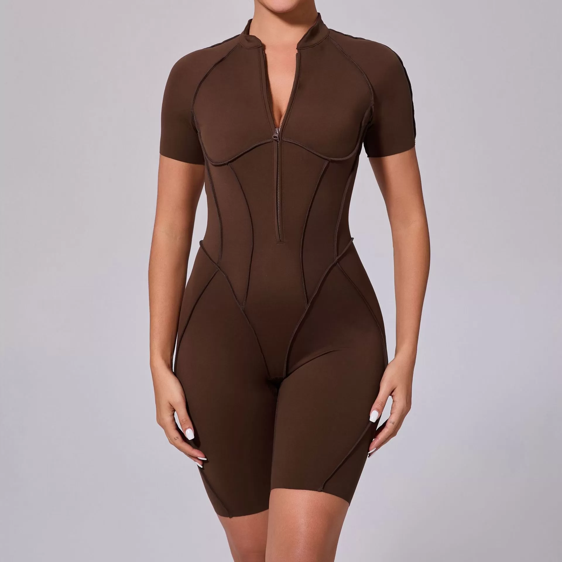 Mono de yoga sexy con escote en V y espalda descubierta para mujer FGBK0113