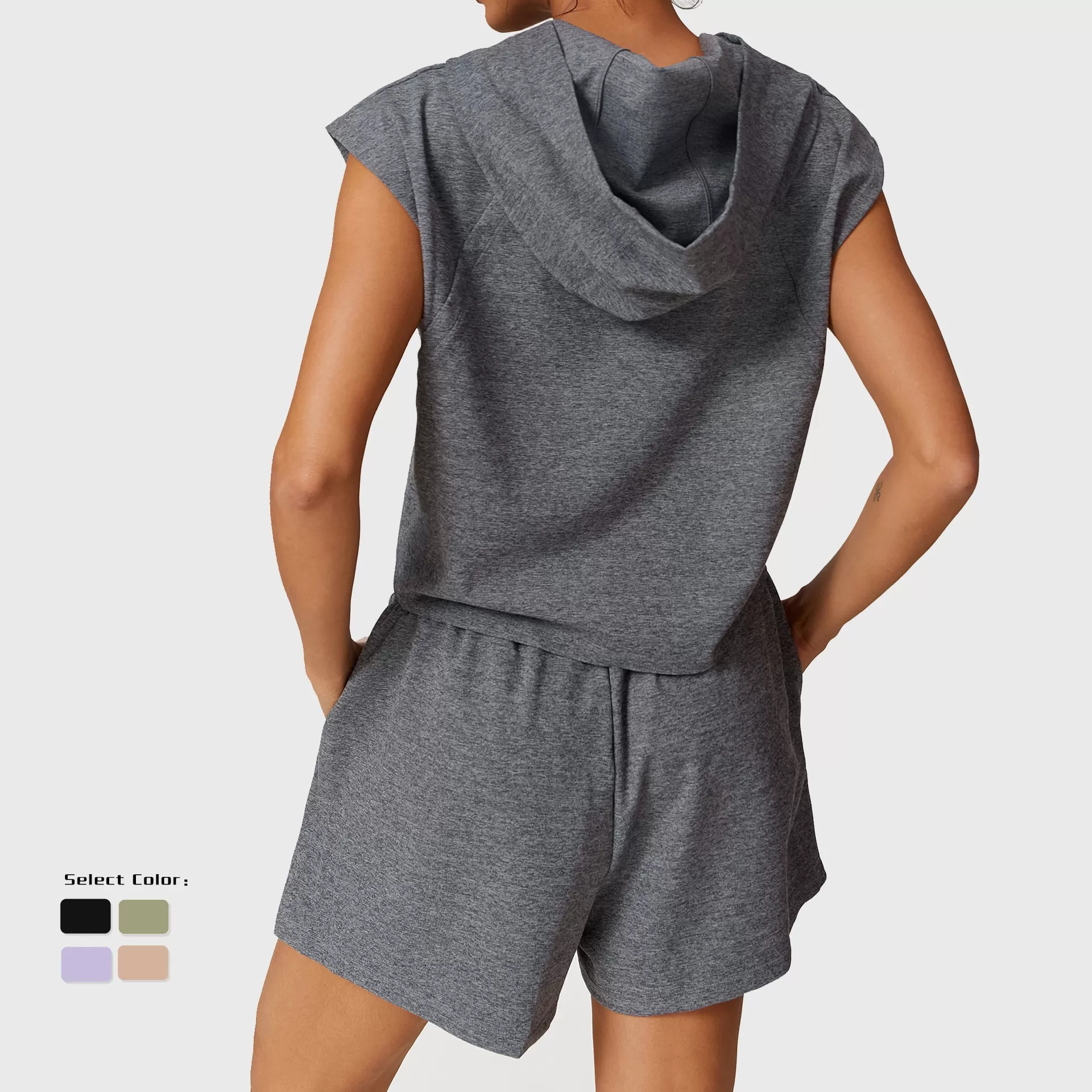 Conjunto de 4 piezas de yoga para mujer, de manga corta y pantalones cortos, FGBPT2398