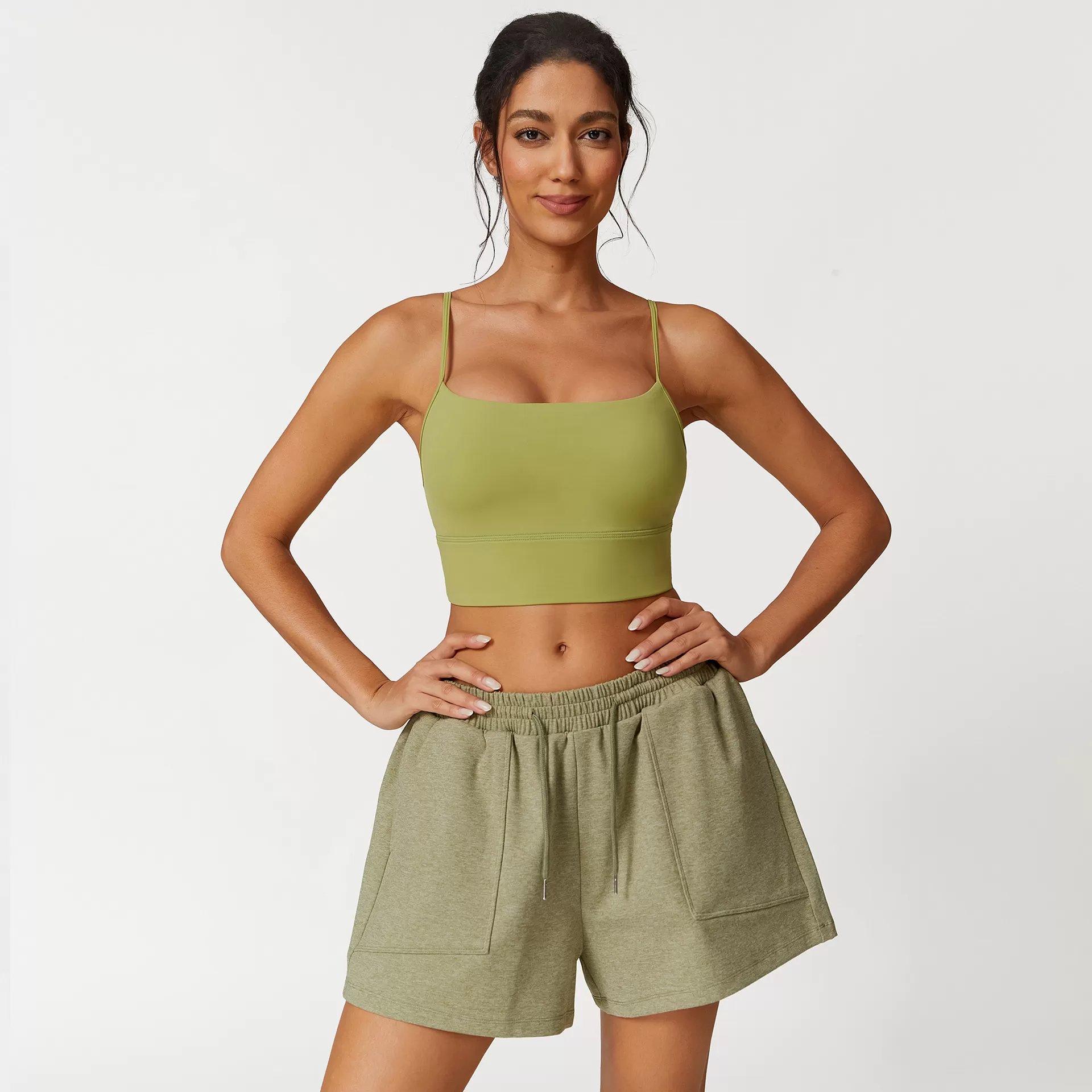 Conjunto de 4 piezas de yoga para mujer, de manga corta y pantalones cortos, FGBPT2398