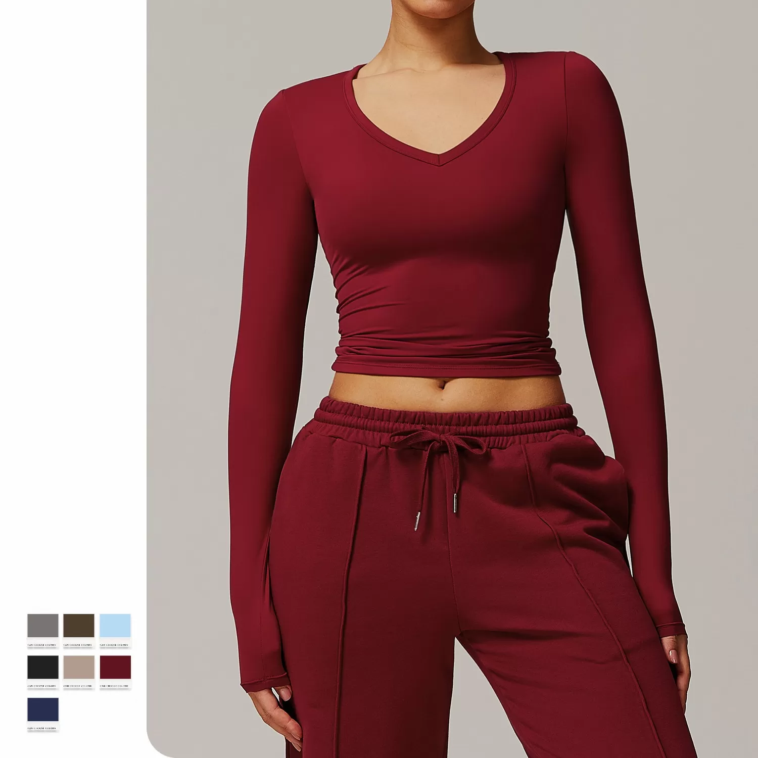 Top de yoga de manga larga con alta elasticidad para mujer FGBDCX8694-2