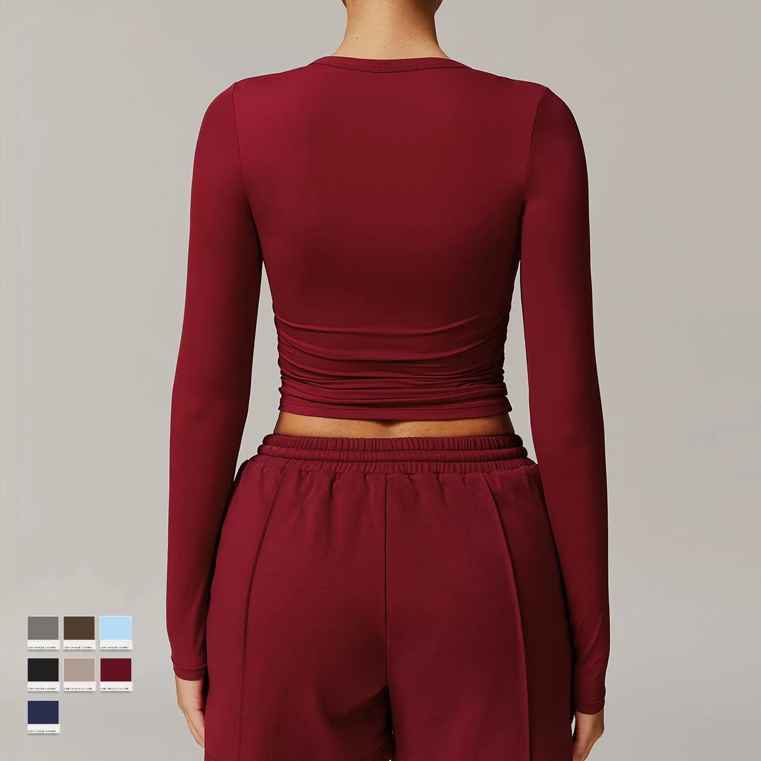 Top de yoga de manga larga con alta elasticidad para mujer FGBDCX8694-2