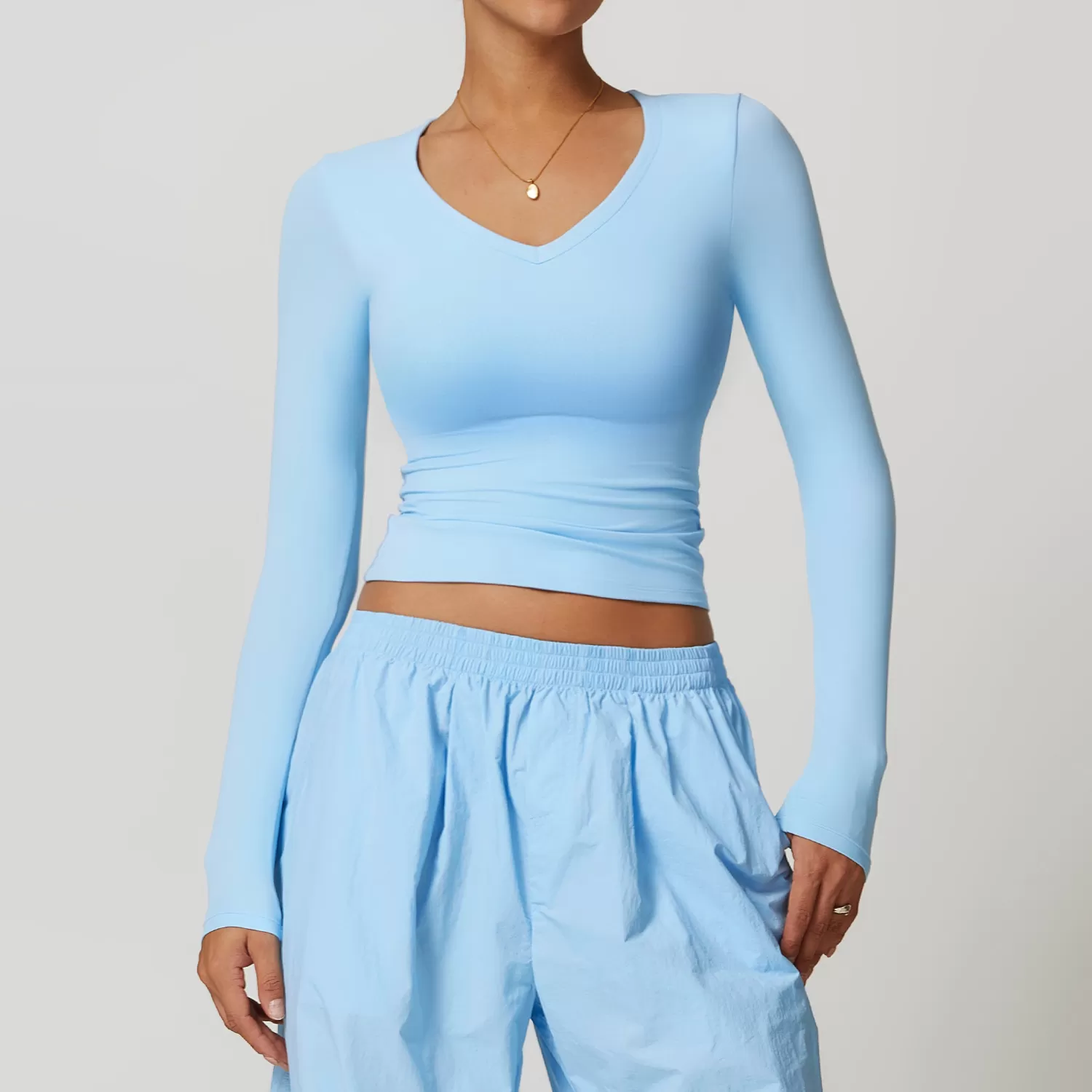 Top de yoga de manga larga con alta elasticidad para mujer FGBDCX8694-2