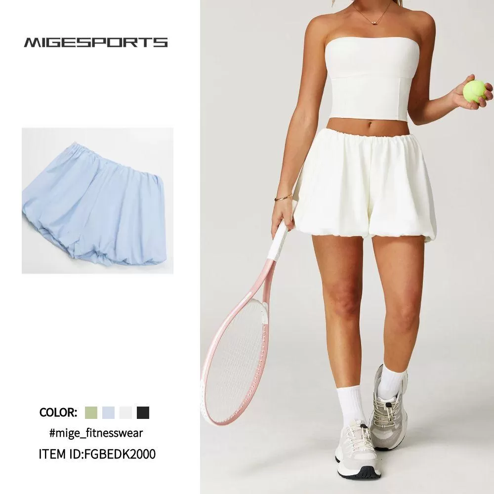 Pantalones cortos de yoga de tenis estilo ciclista de doble capa para mujer FGBEDK2000