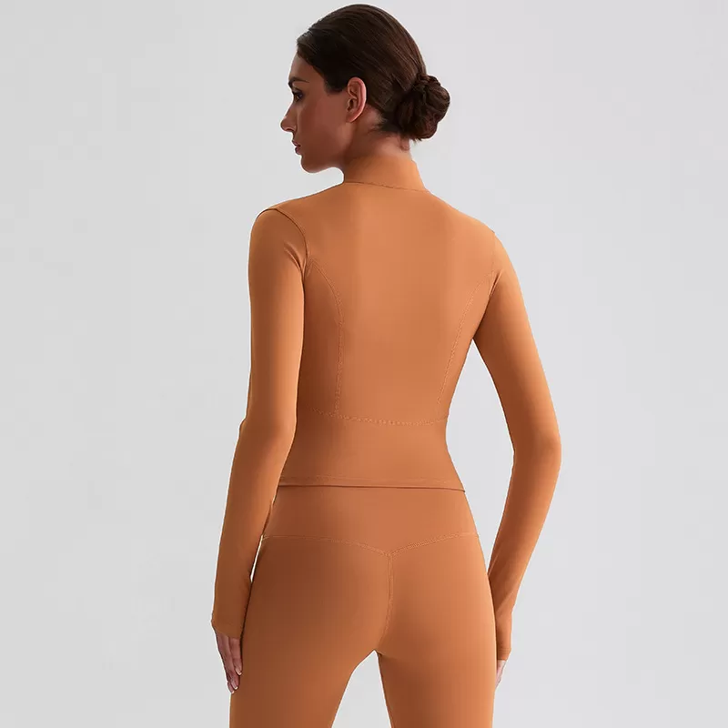 Chaqueta ajustada con cremallera para mujer, para correr, fitness y yoga, FGB8018