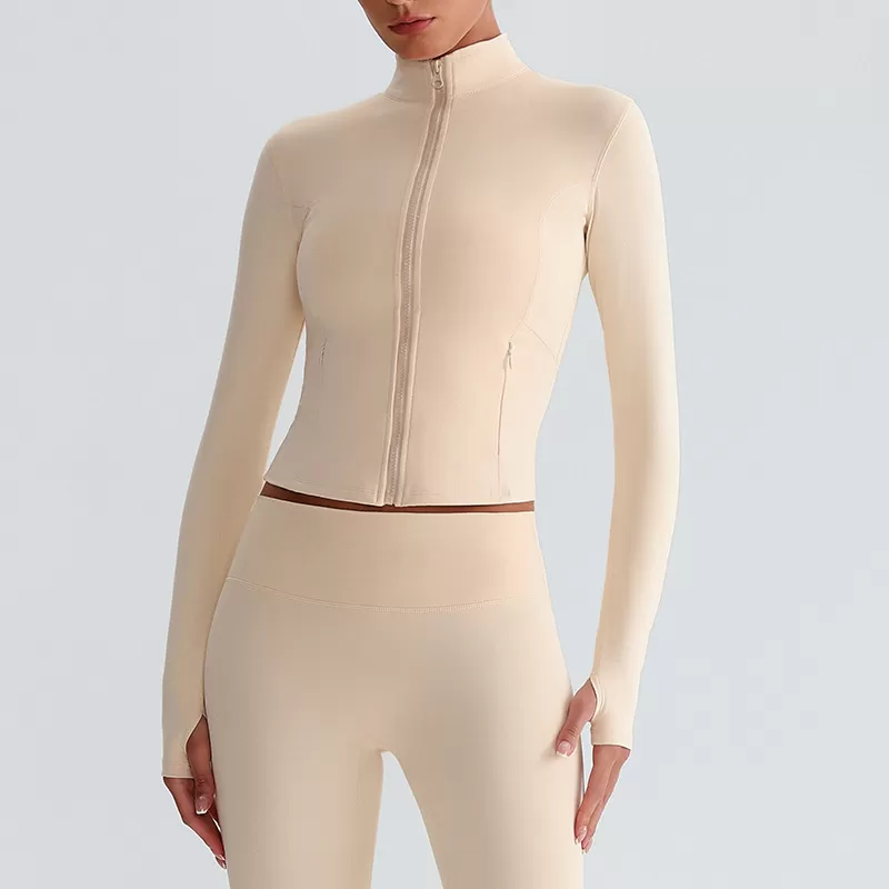 Chaqueta ajustada con cremallera para mujer, para correr, fitness y yoga, FGB8018