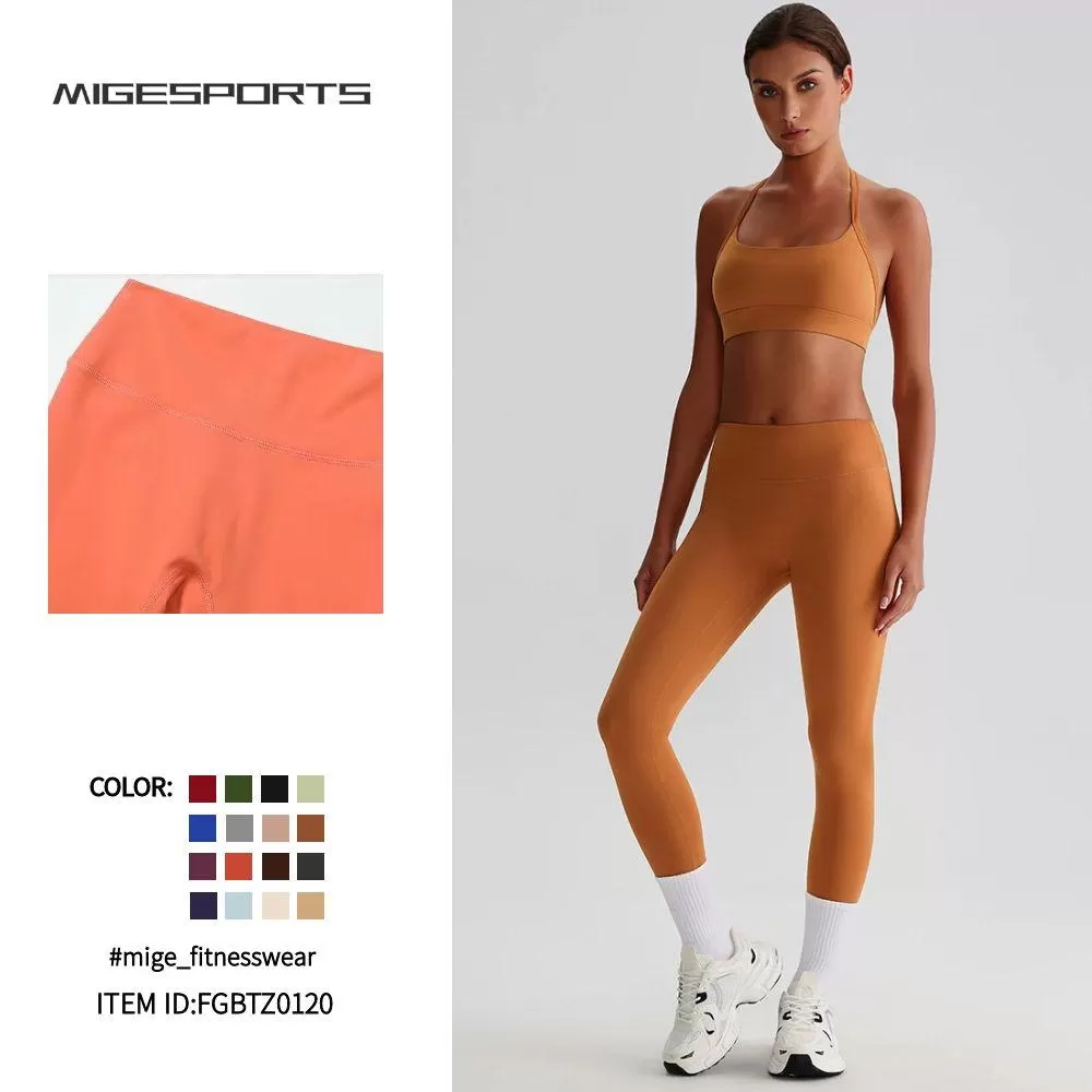 Conjunto de 2 piezas de mallas y sujetador de compresión para mujer, para yoga, deportivo, FGBTZ0120
