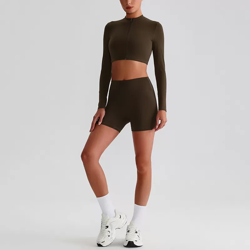 Conjuntos de 2 piezas para mujer: chaqueta, top corto y pantalones cortos, ropa deportiva, FGBTZ0322
