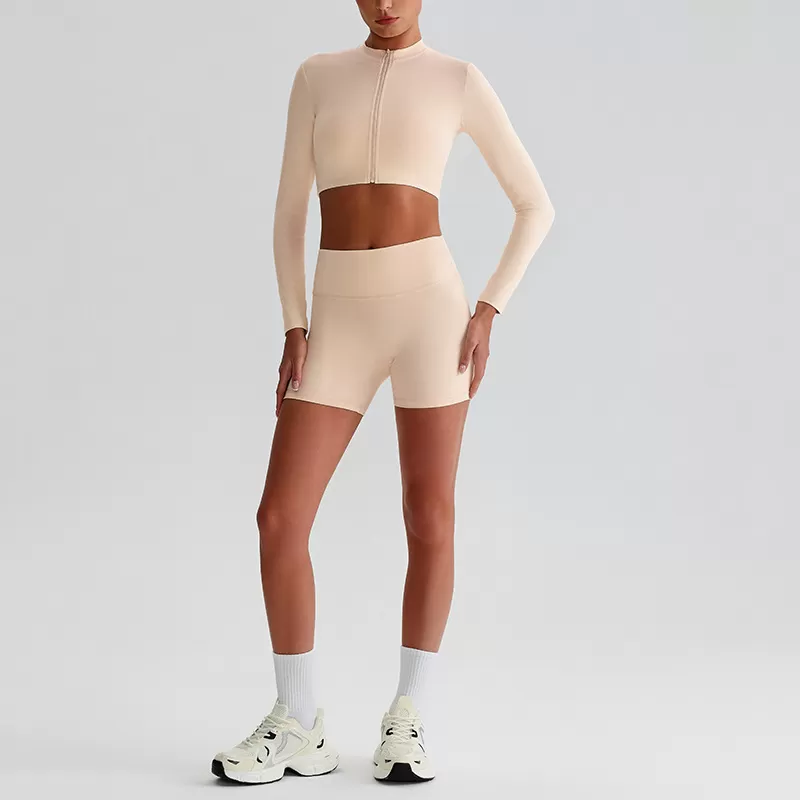 Conjuntos de 2 piezas para mujer: chaqueta, top corto y pantalones cortos, ropa deportiva, FGBTZ0322