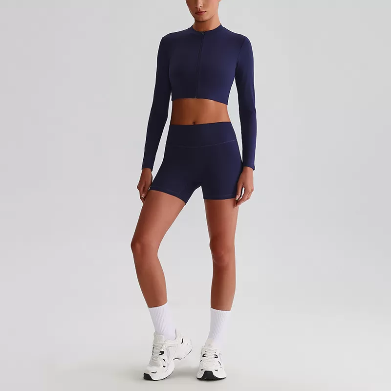 Conjuntos de 2 piezas para mujer: chaqueta, top corto y pantalones cortos, ropa deportiva, FGBTZ0322