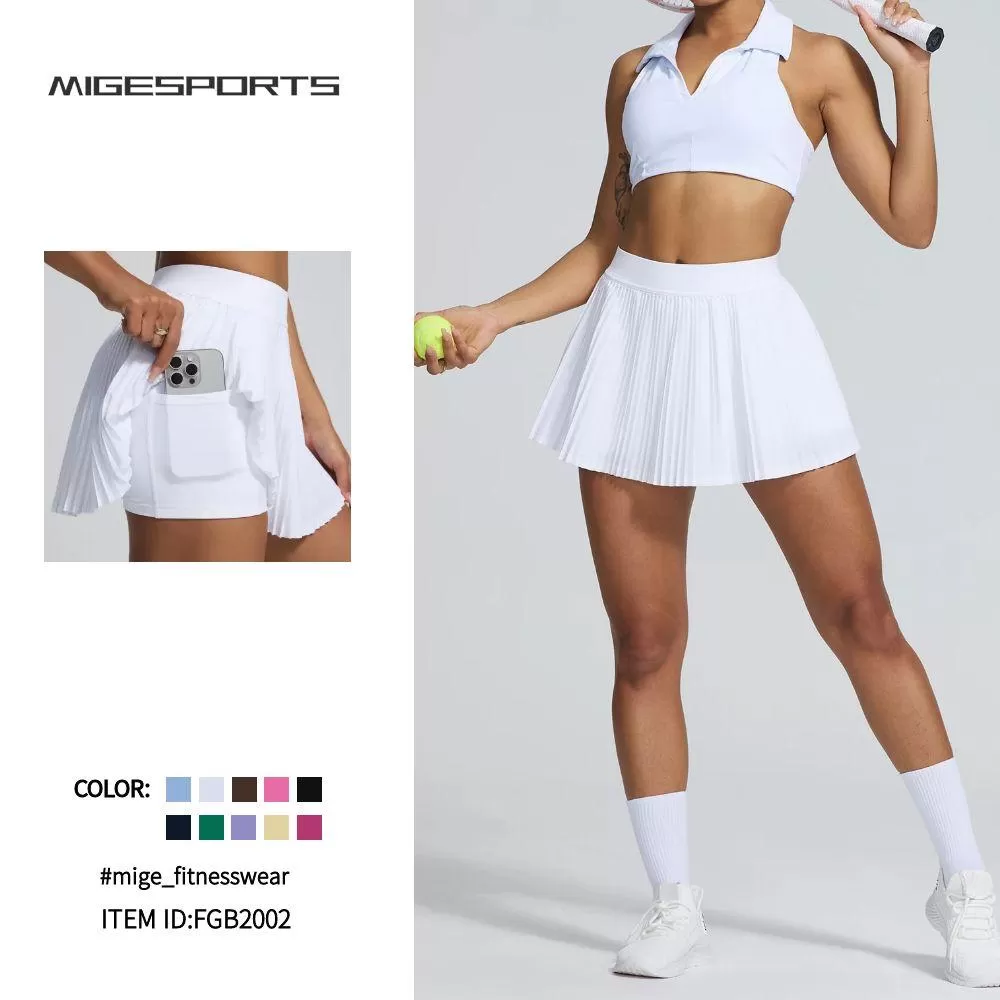 Falda de golf plisada de alta elasticidad para mujer FGB2002