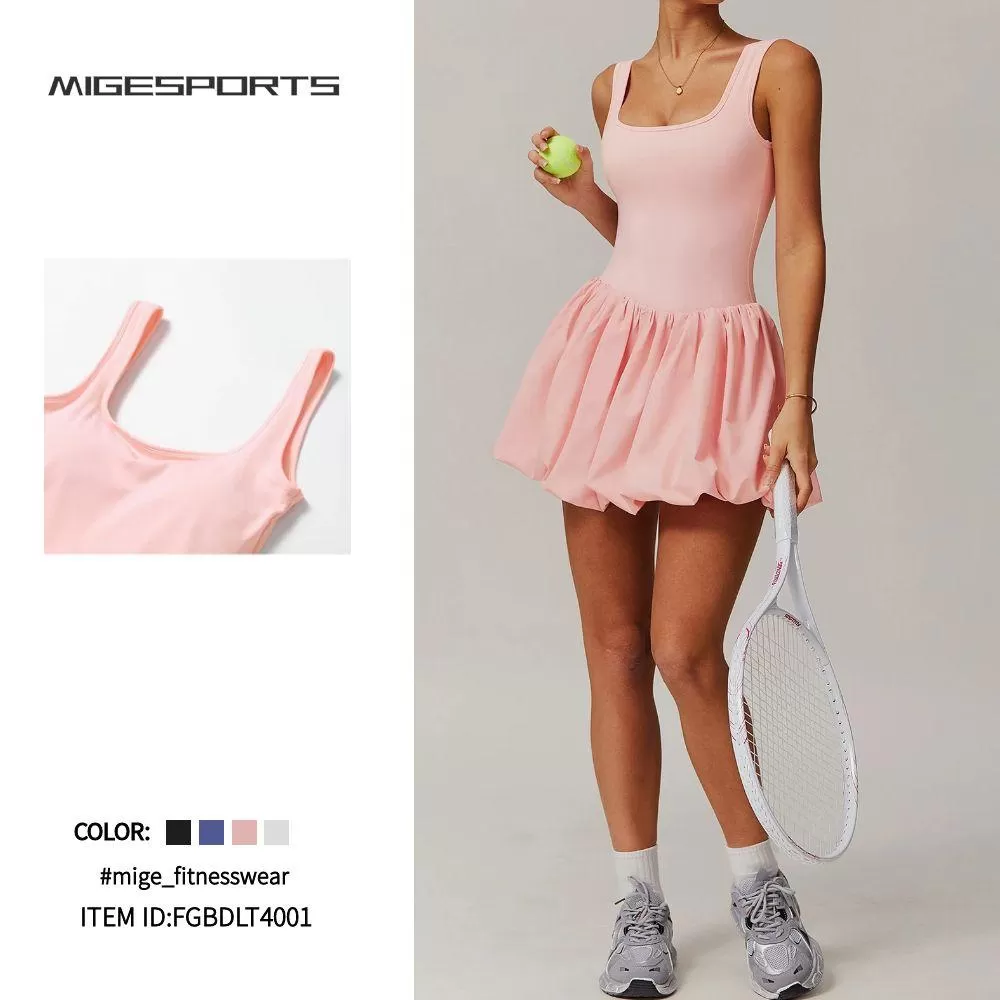 Falda de tenis de nailon de secado rápido para mujer, vestido de golf con bolsillo FGBDLT4001