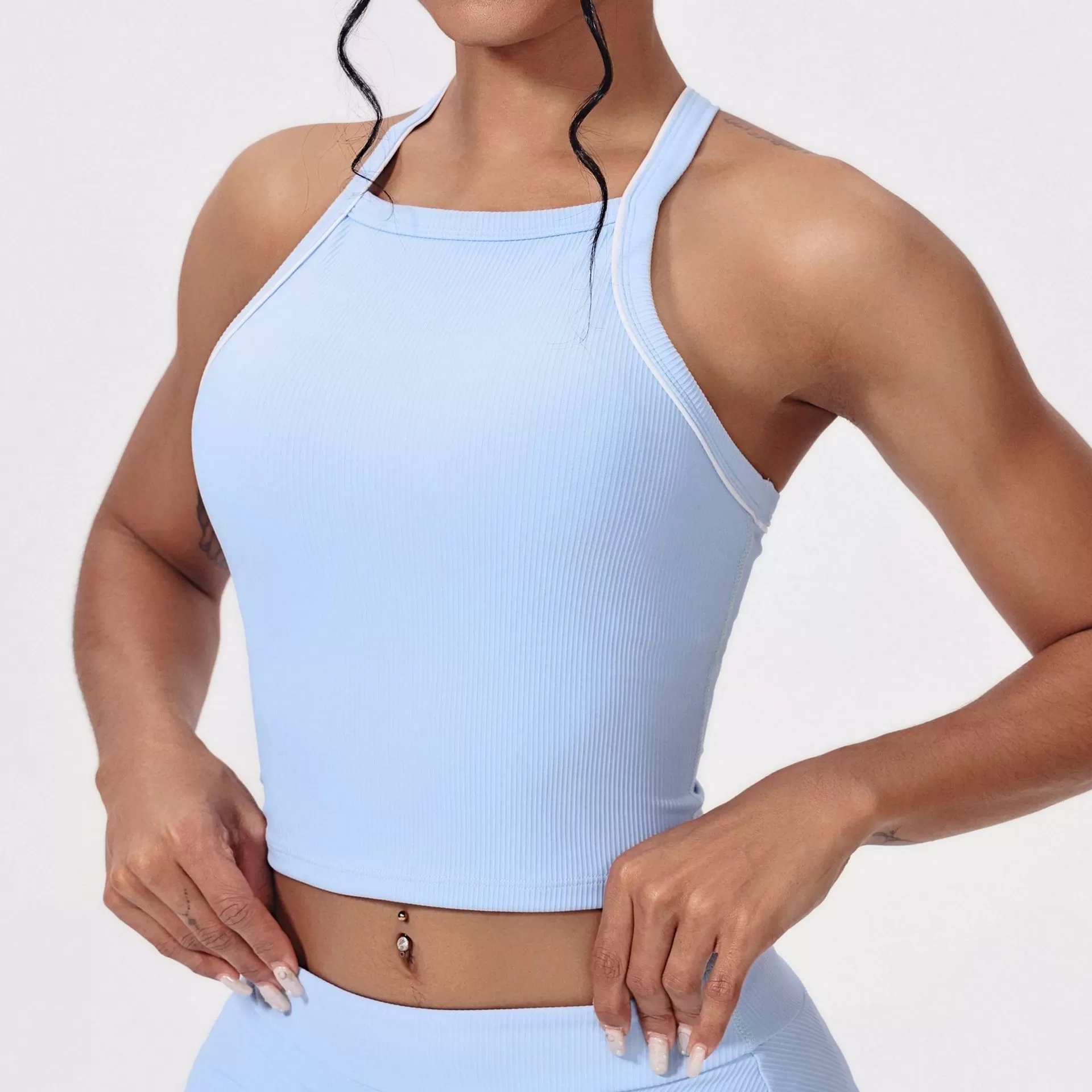 Sujetador deportivo de yoga transpirable sin mangas con espalda nadadora personalizado FGBWX5458