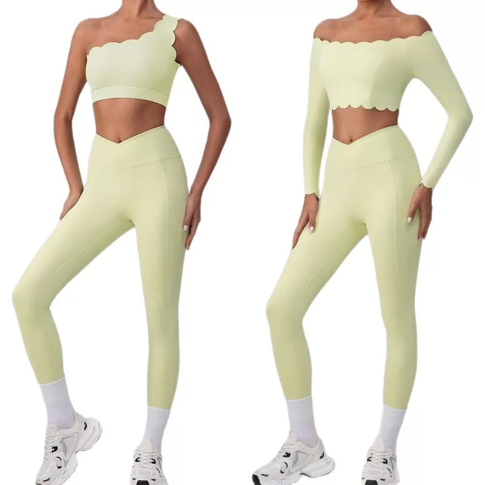 Conjunto de yoga para mujer, con sujetadores y leggings desmontables, FGBYW542+KW421-YW544+KW421