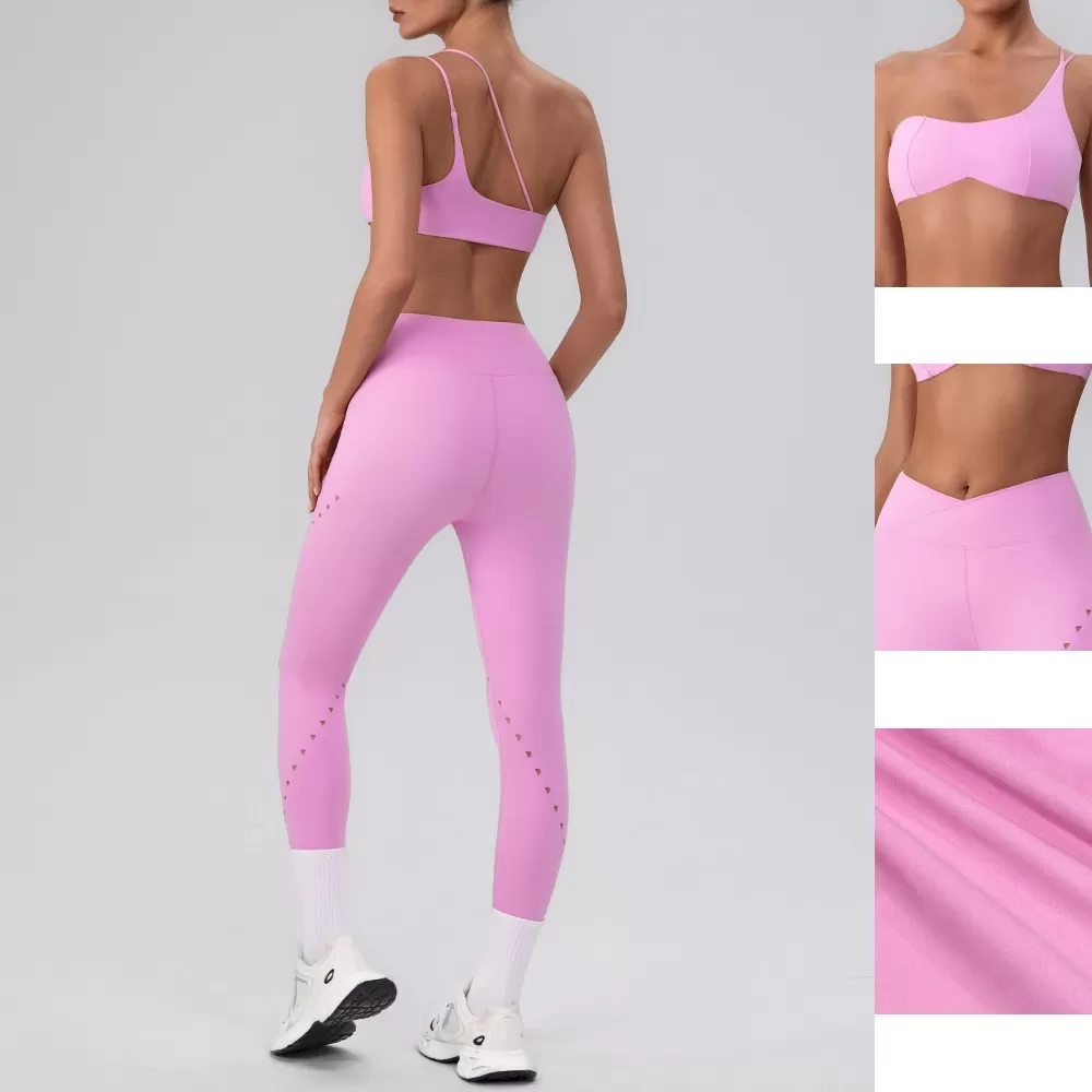 Conjunto de entrenamiento para mujer con sujetador deportivo, pantalones cortos y leggings de yoga FGBYW548+KW423-YW548+KW425