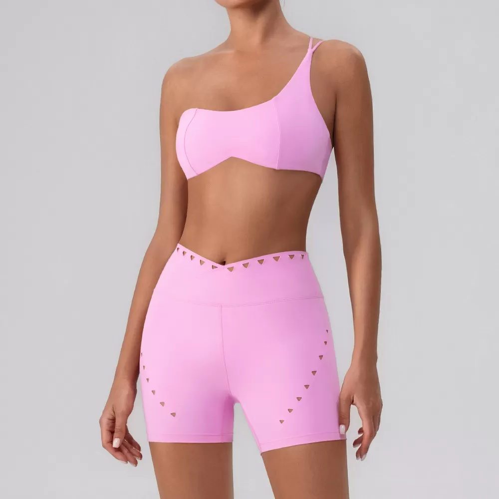 Conjunto de entrenamiento para mujer con sujetador deportivo, pantalones cortos y leggings de yoga FGBYW548+KW423-YW548+KW425