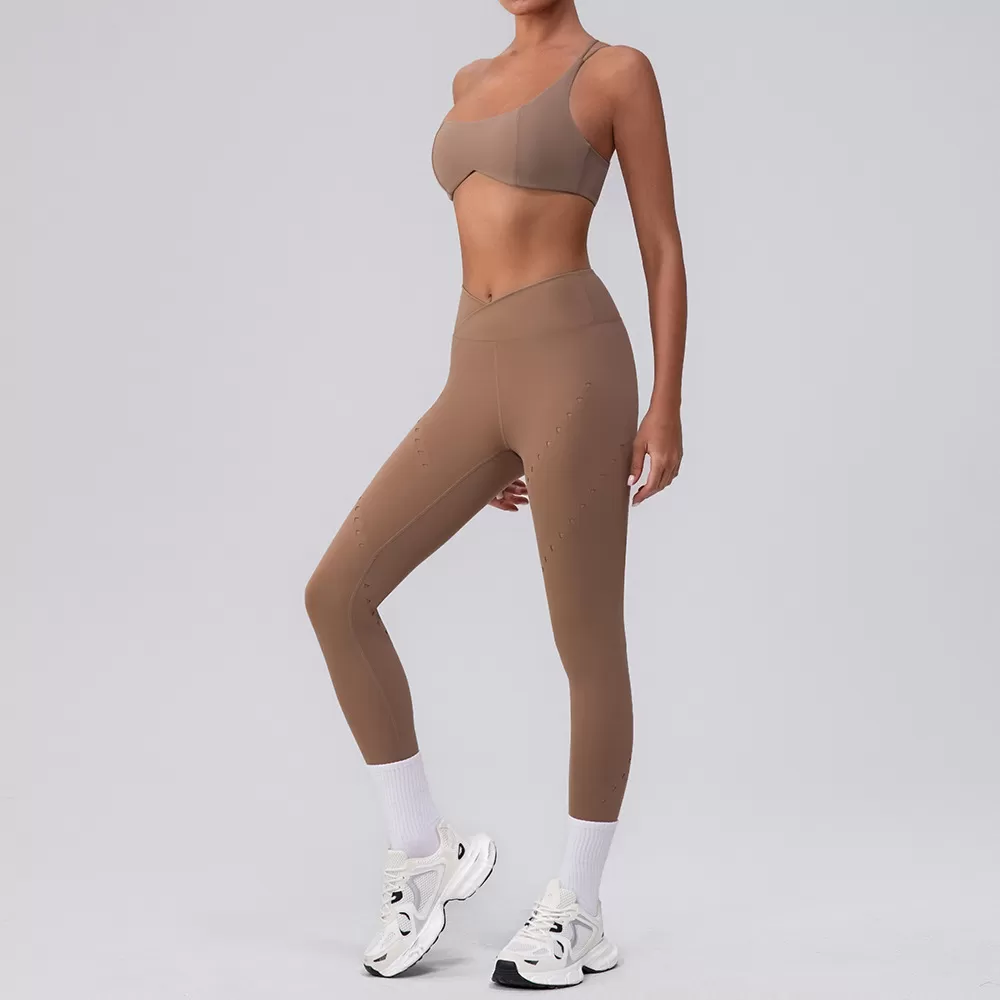 Conjunto de entrenamiento para mujer con sujetador deportivo, pantalones cortos y leggings de yoga FGBYW548+KW423-YW548+KW425