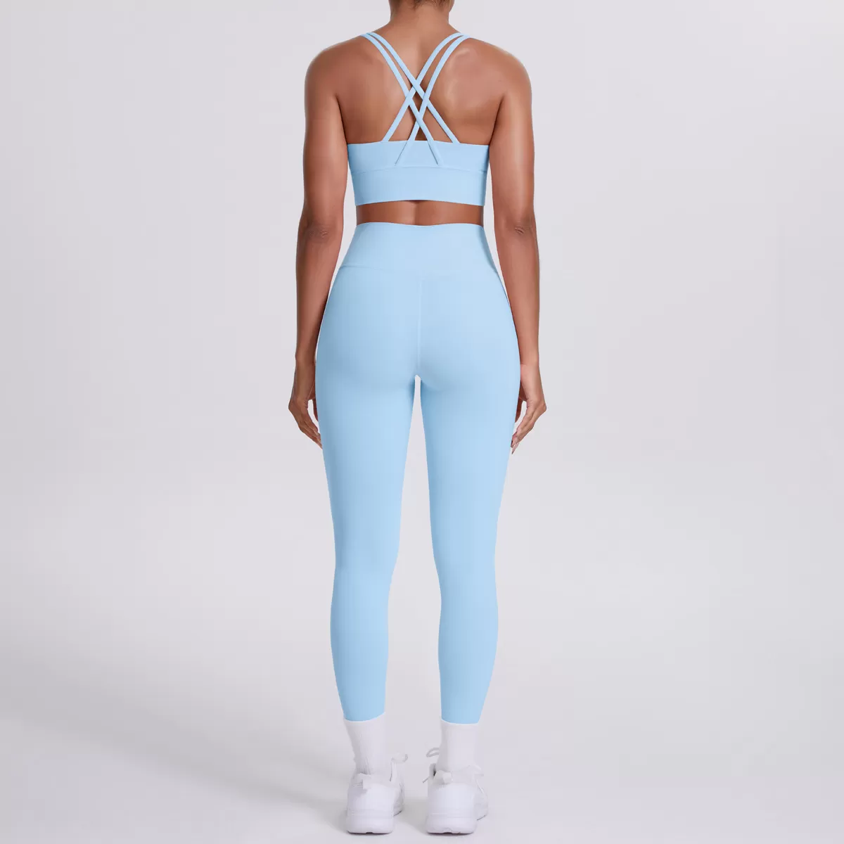 Conjunto de 2 piezas de yoga con sujetador cruzado y leggings para gimnasio FGB7113+7100