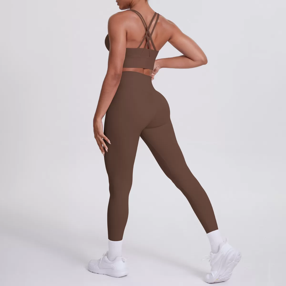 Conjunto de 2 piezas de yoga con sujetador cruzado y leggings para gimnasio FGB7113+7100