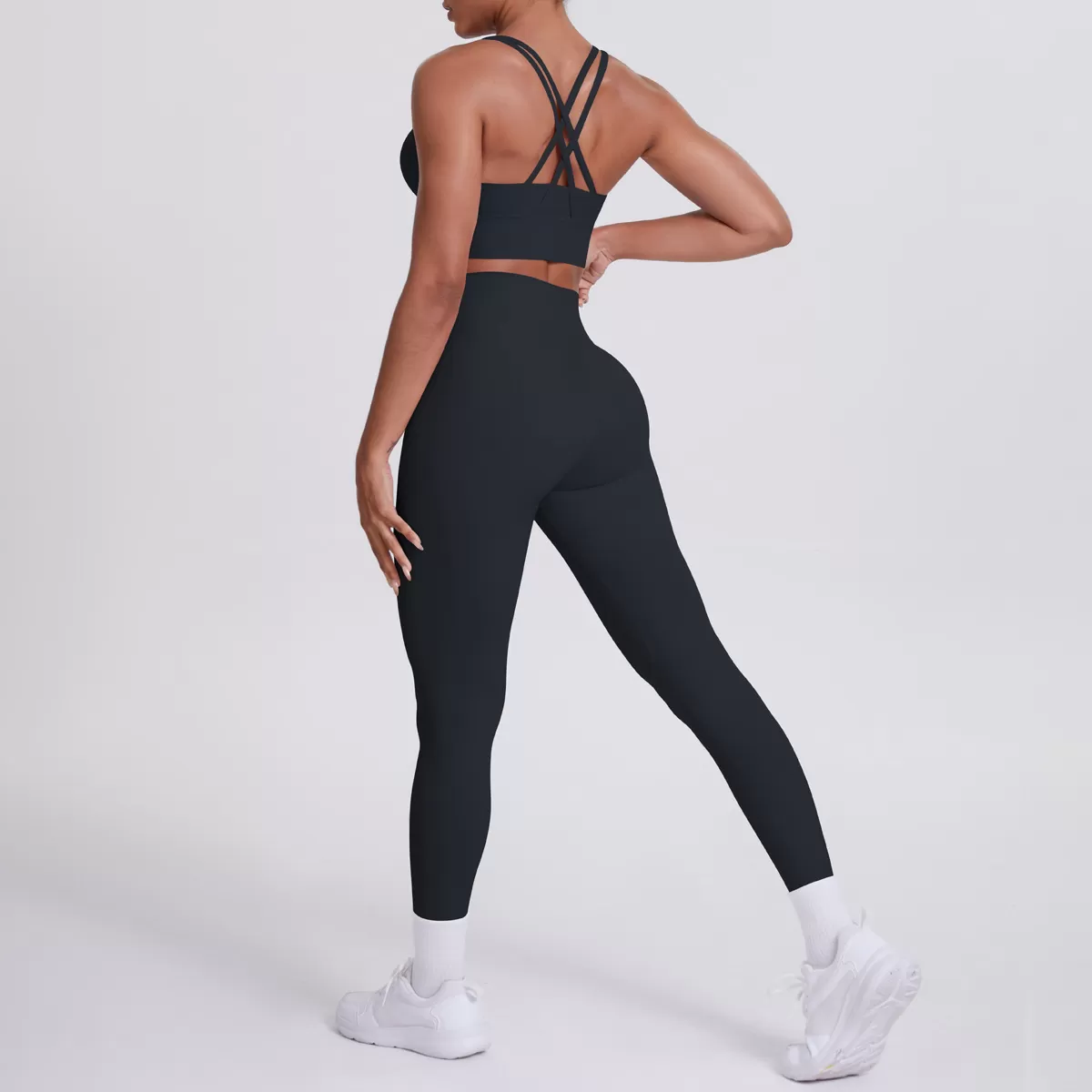 Conjunto de 2 piezas de yoga con sujetador cruzado y leggings para gimnasio FGB7113+7100