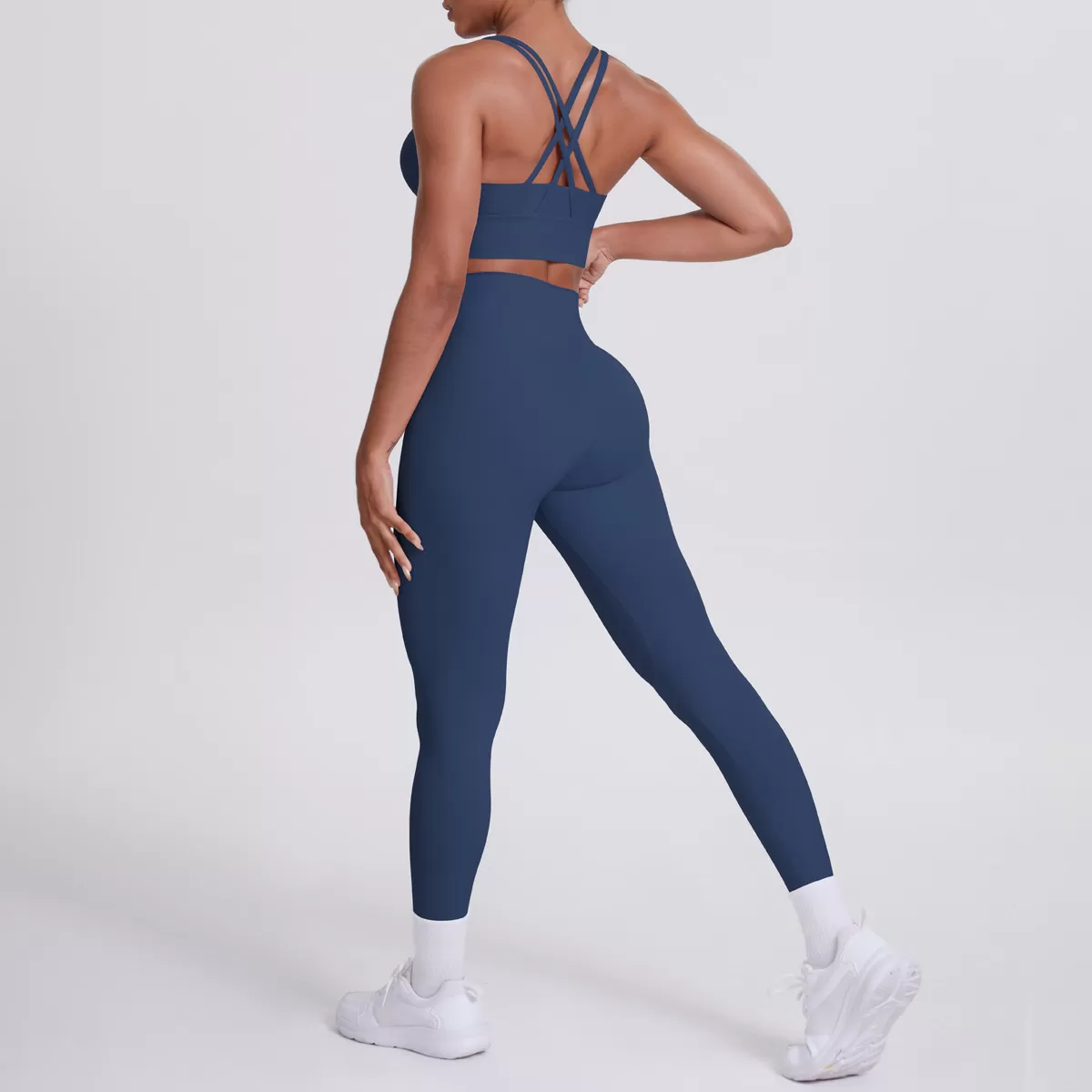 Conjunto de 2 piezas de yoga con sujetador cruzado y leggings para gimnasio FGB7113+7100