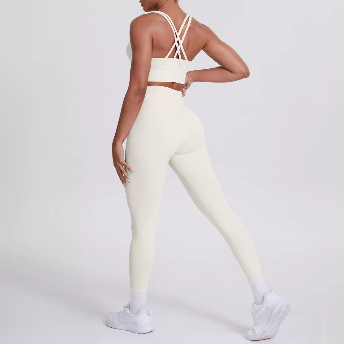 Conjunto de 2 piezas de yoga con sujetador cruzado y leggings para gimnasio FGB7113+7100