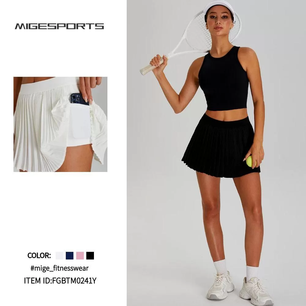 Conjunto de tenis deportivo transpirable de 2 piezas con falda y pantalones cortos, nuevo estilo, FGBTM0241Y