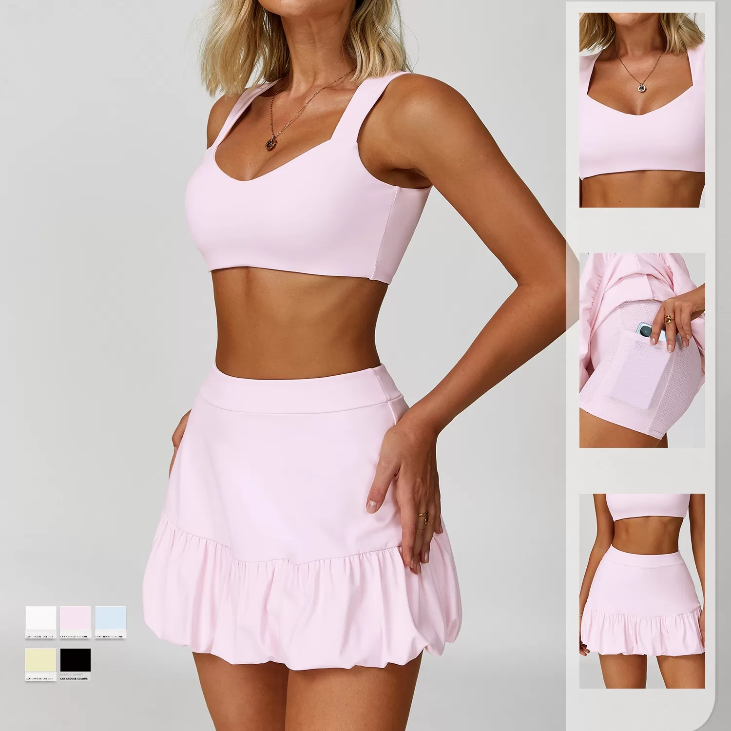 Conjunto de falda deportiva de tenis transpirable de verano para mujer FGBTZ9305
