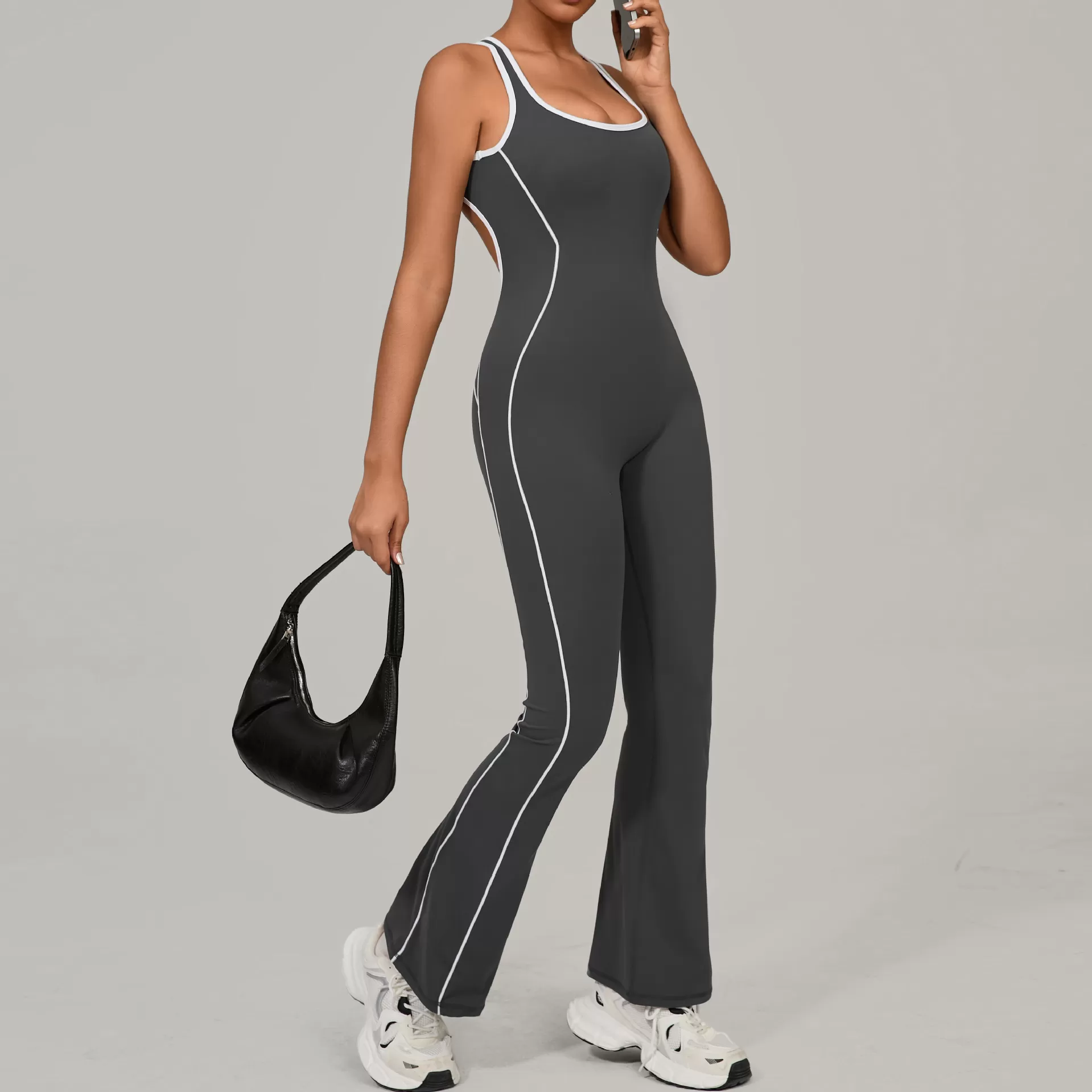 Mono deportivo de alta calidad con efecto fruncido para mujer FGB4303