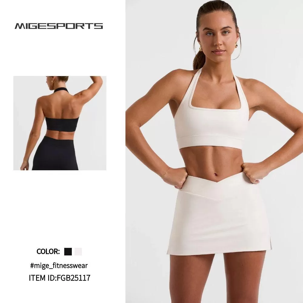 Conjunto de 2 piezas de falda de tenis para mujer, color liso, FGB25117