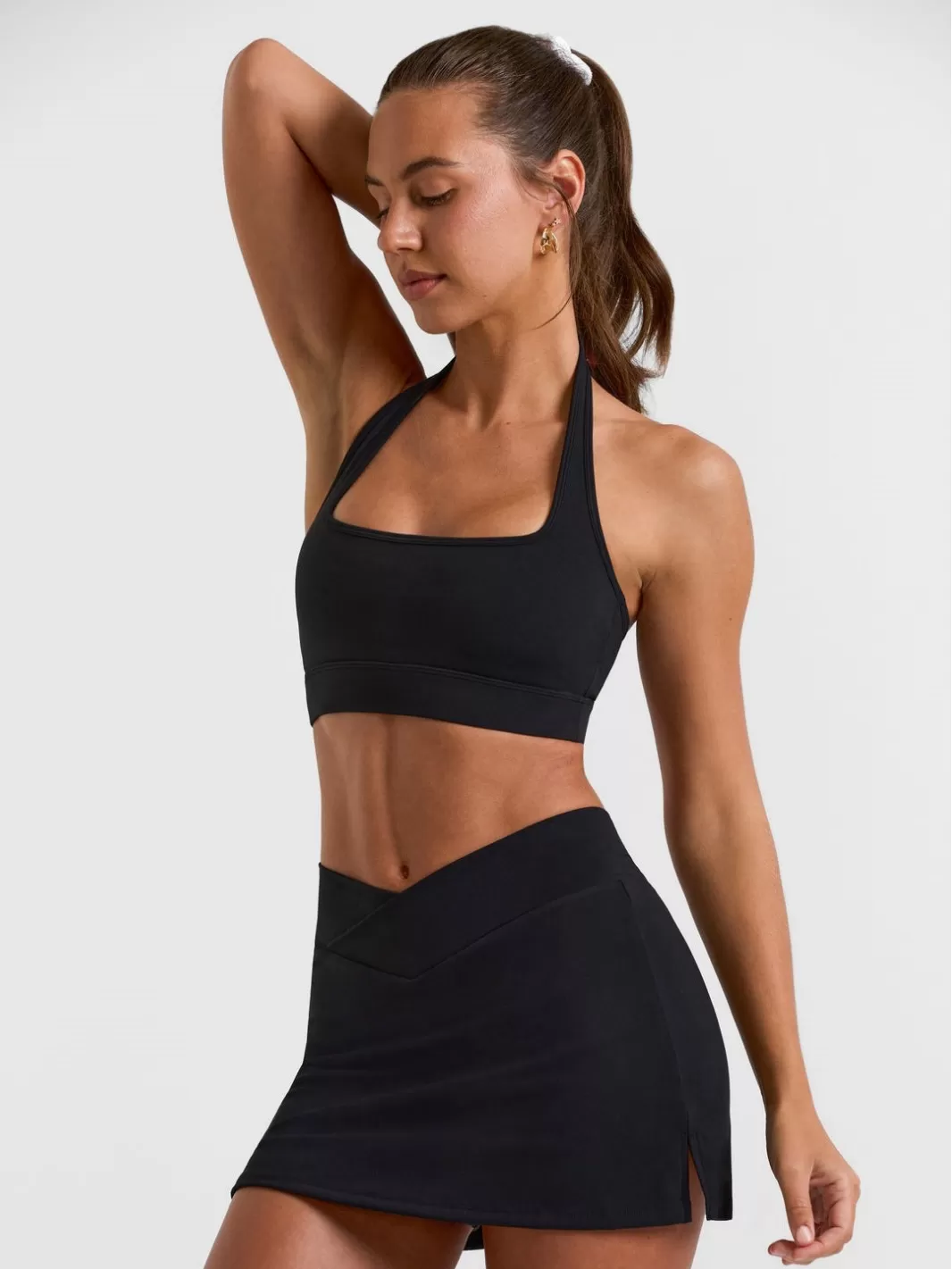 Conjunto de 2 piezas de falda de tenis para mujer, color liso, FGB25117