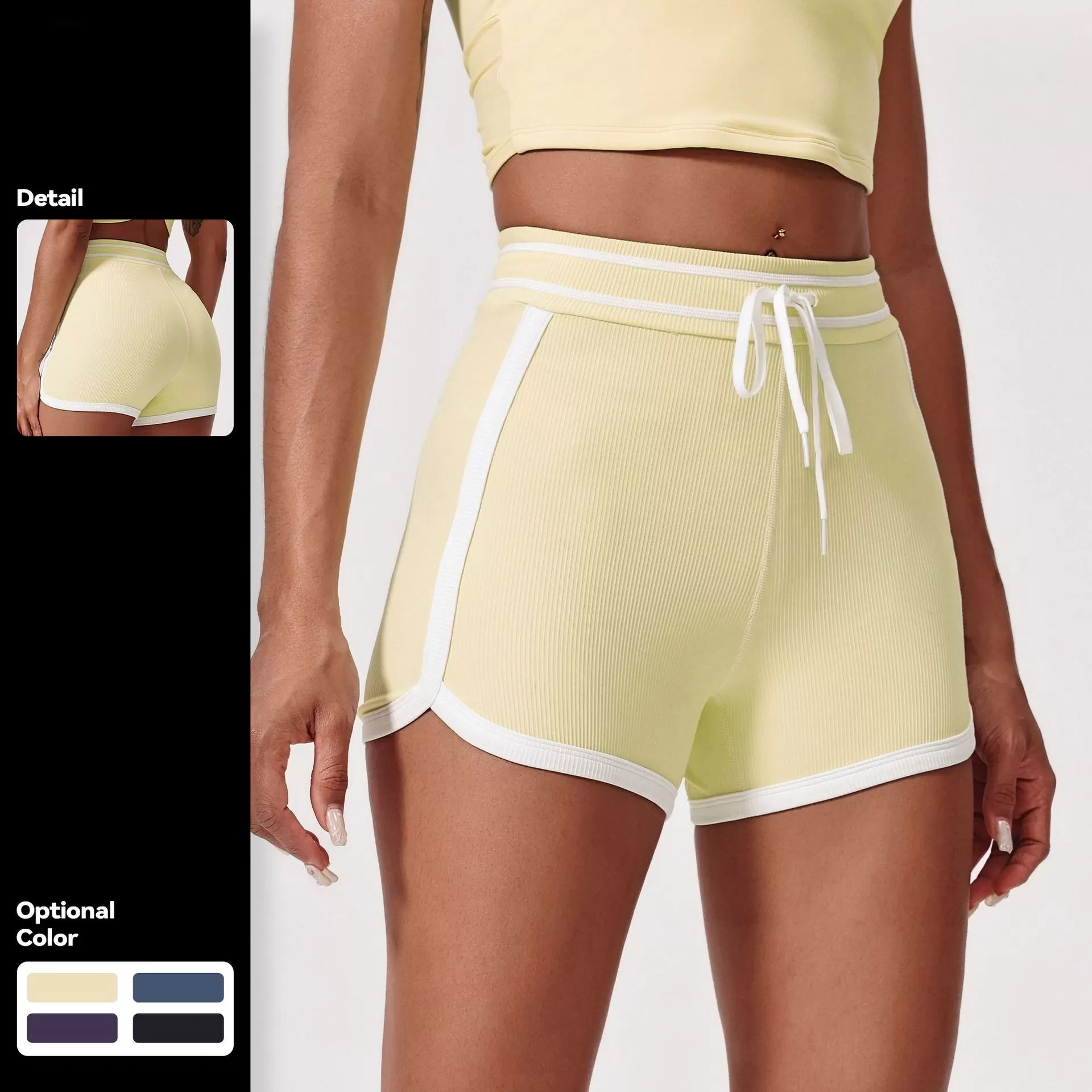 Pantalones cortos deportivos con cordón para gimnasio, fitness y yoga para mujer FGBDK5333