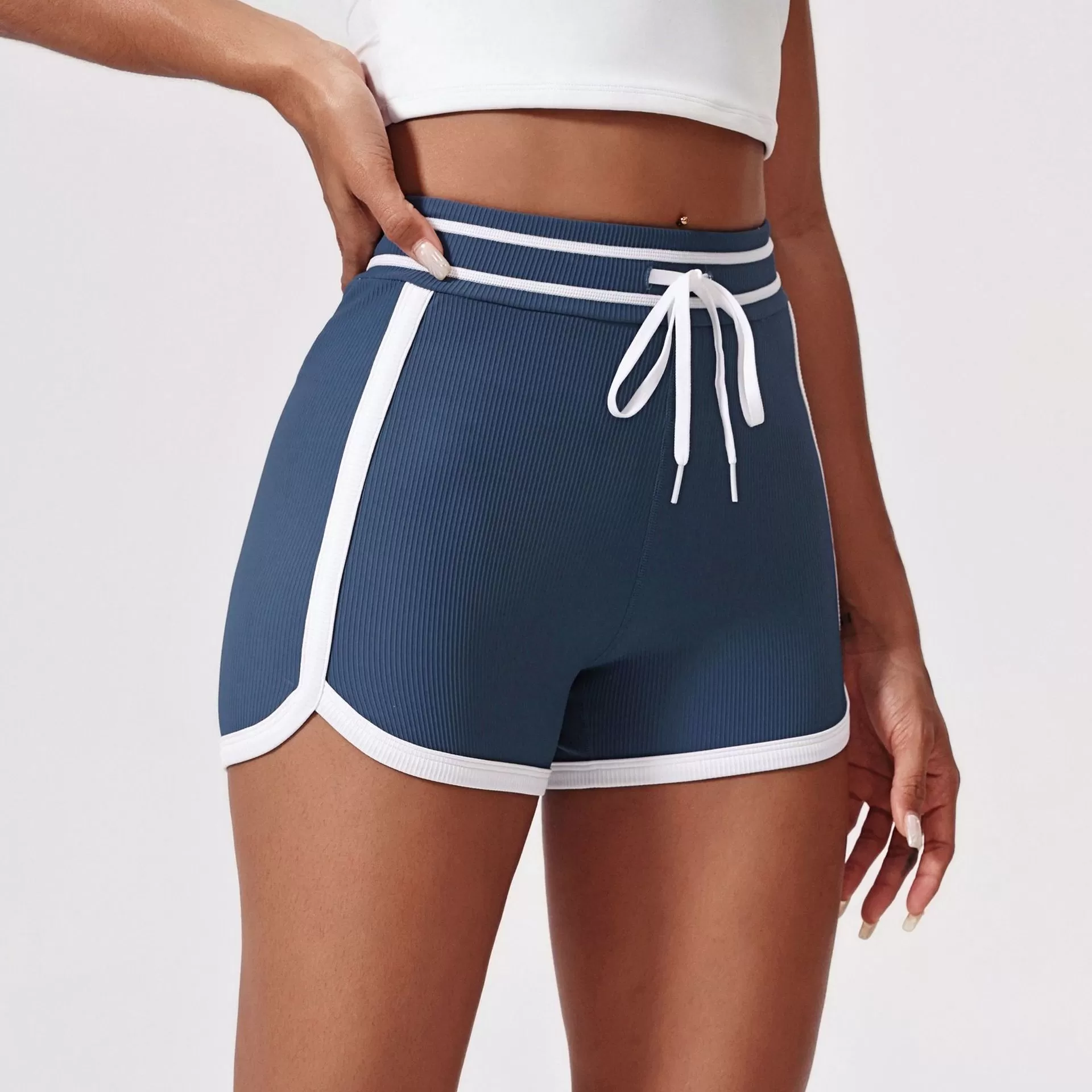 Pantalones cortos deportivos con cordón para gimnasio, fitness y yoga para mujer FGBDK5333