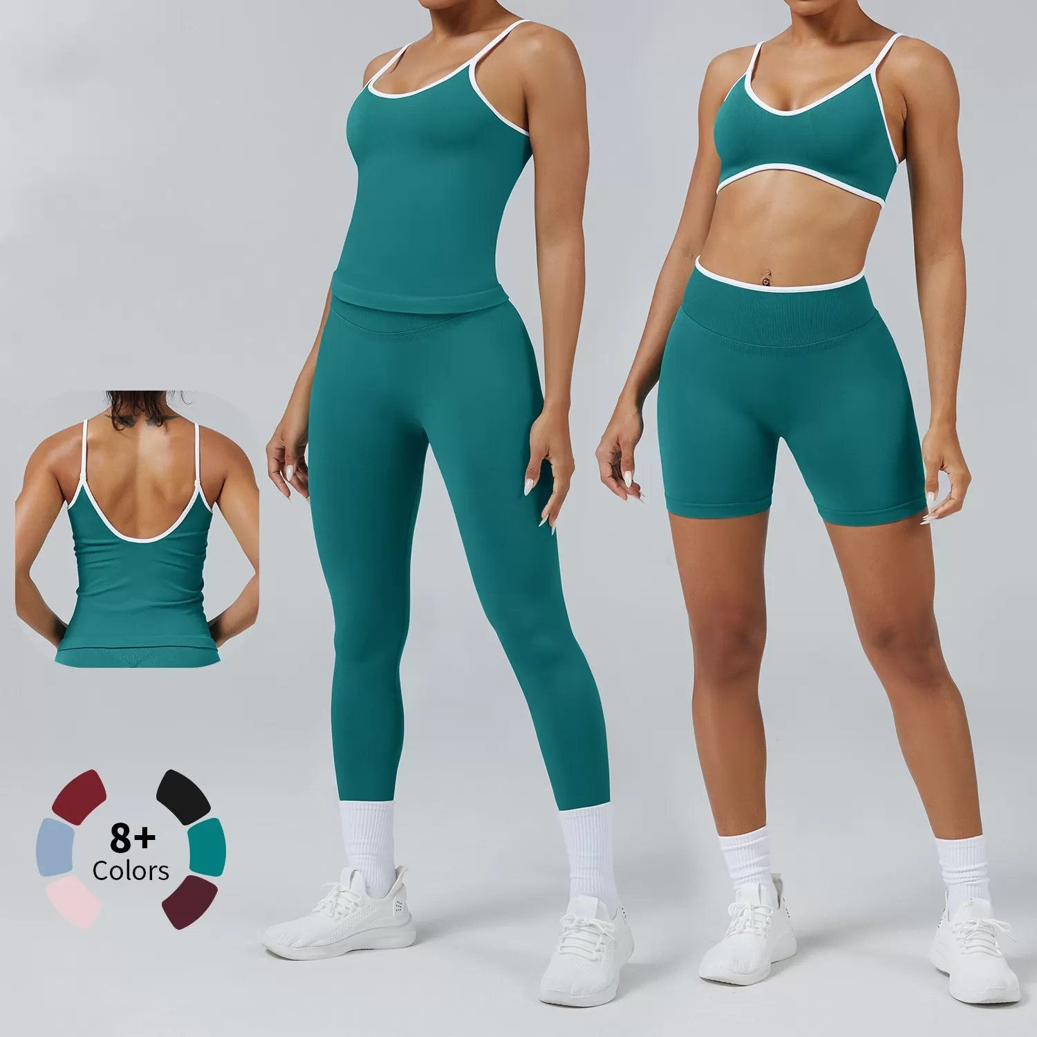 Conjunto de 4 piezas de ropa deportiva para yoga y gimnasio sin costuras para mujer FGB3006