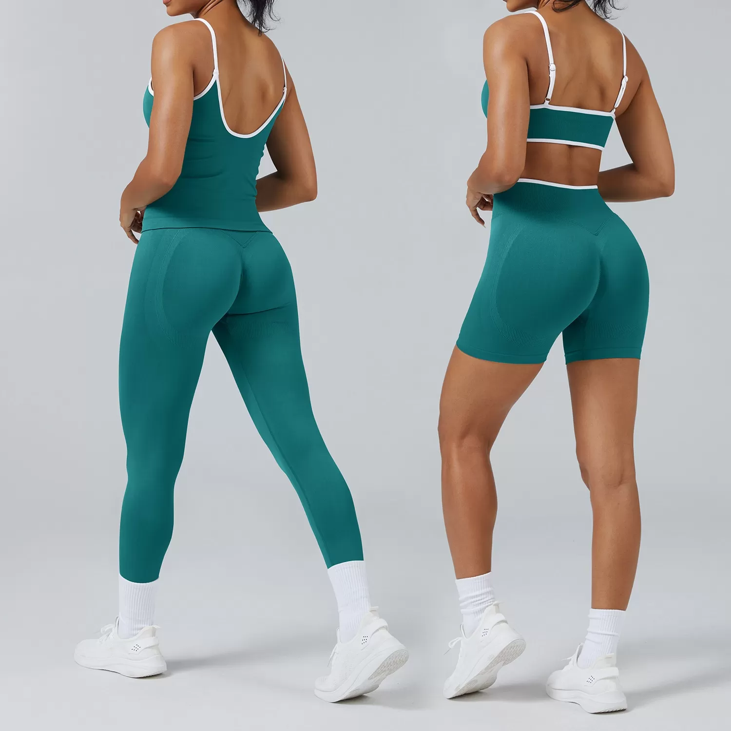Conjunto de 4 piezas de ropa deportiva para yoga y gimnasio sin costuras para mujer FGB3006